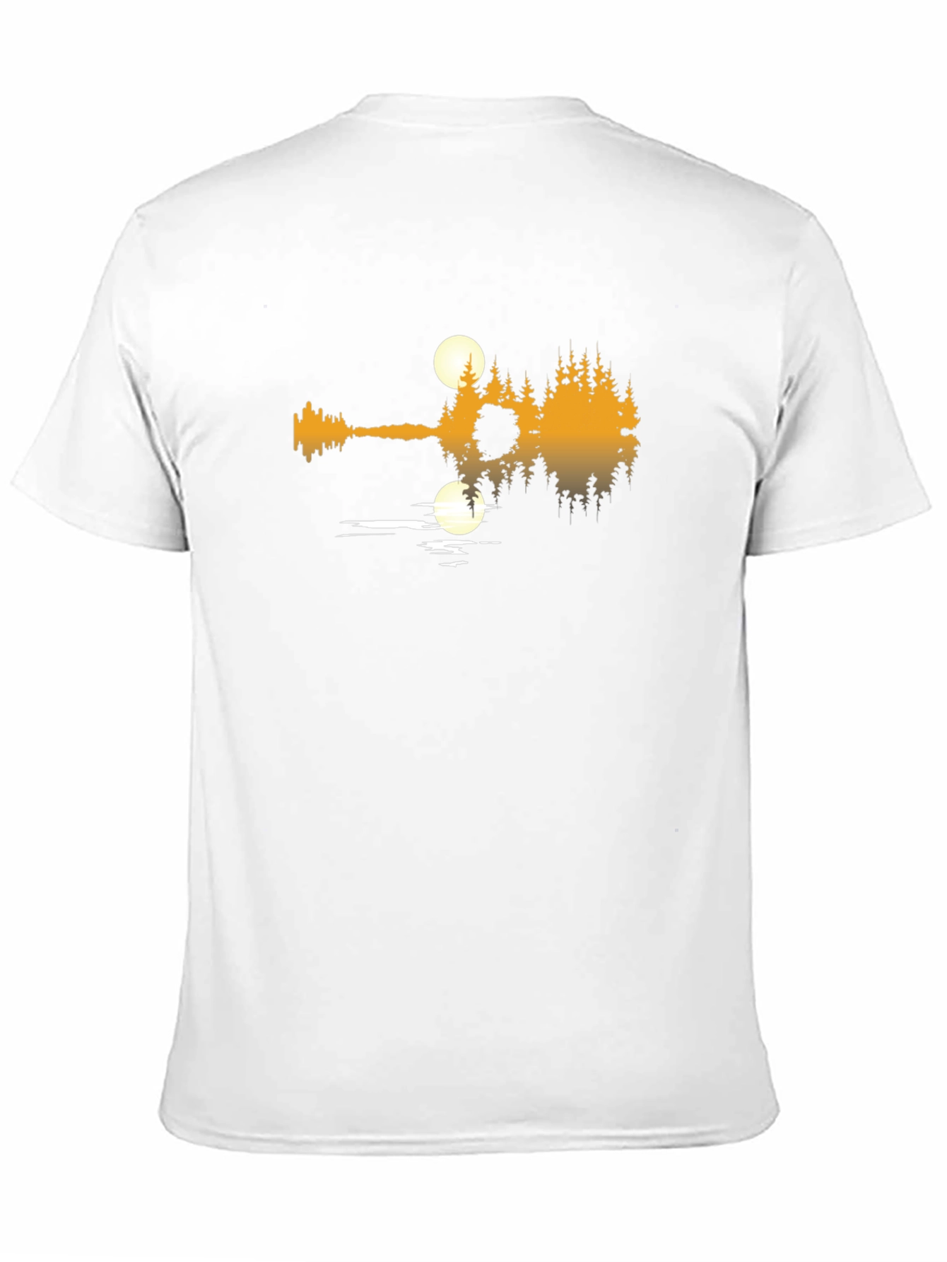 Guitar Lake Reflection Graphic T-Shirt - Black