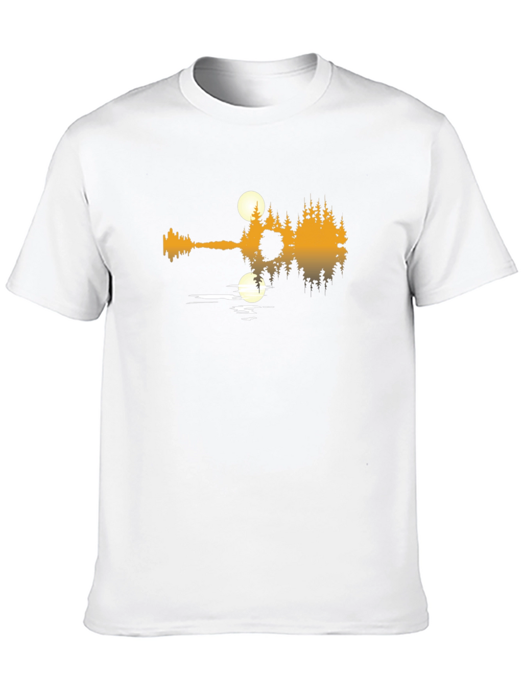 Guitar Lake Reflection Graphic T-Shirt - Black