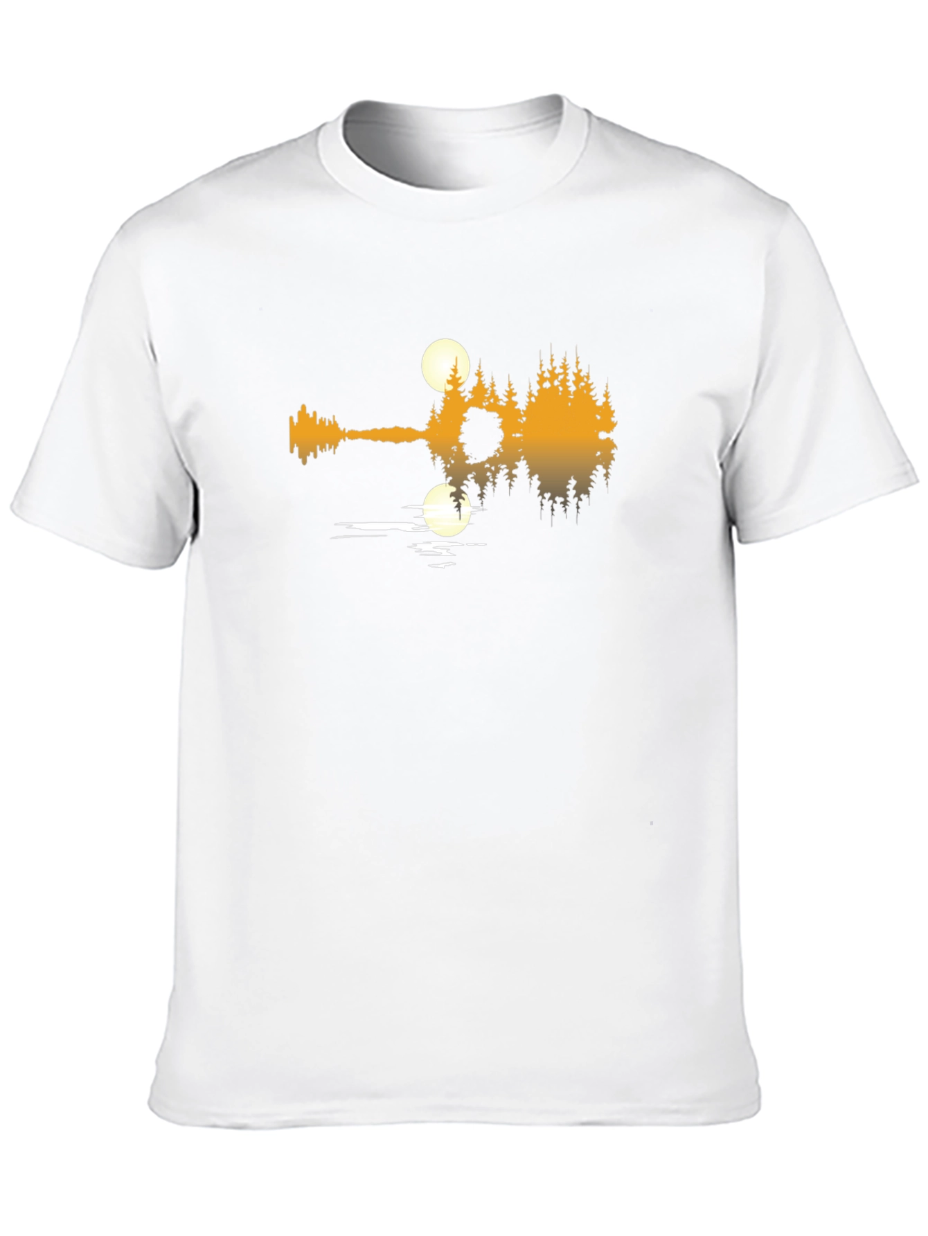 Guitar Lake Reflection Graphic T-Shirt - Black