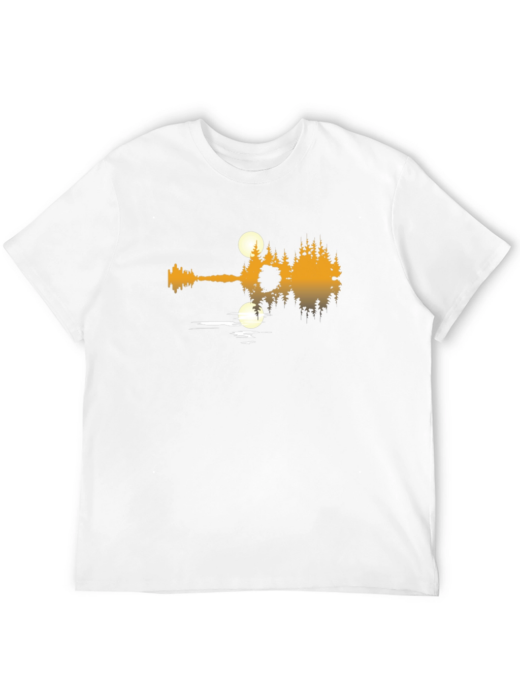 Guitar Lake Reflection Graphic T-Shirt - Black