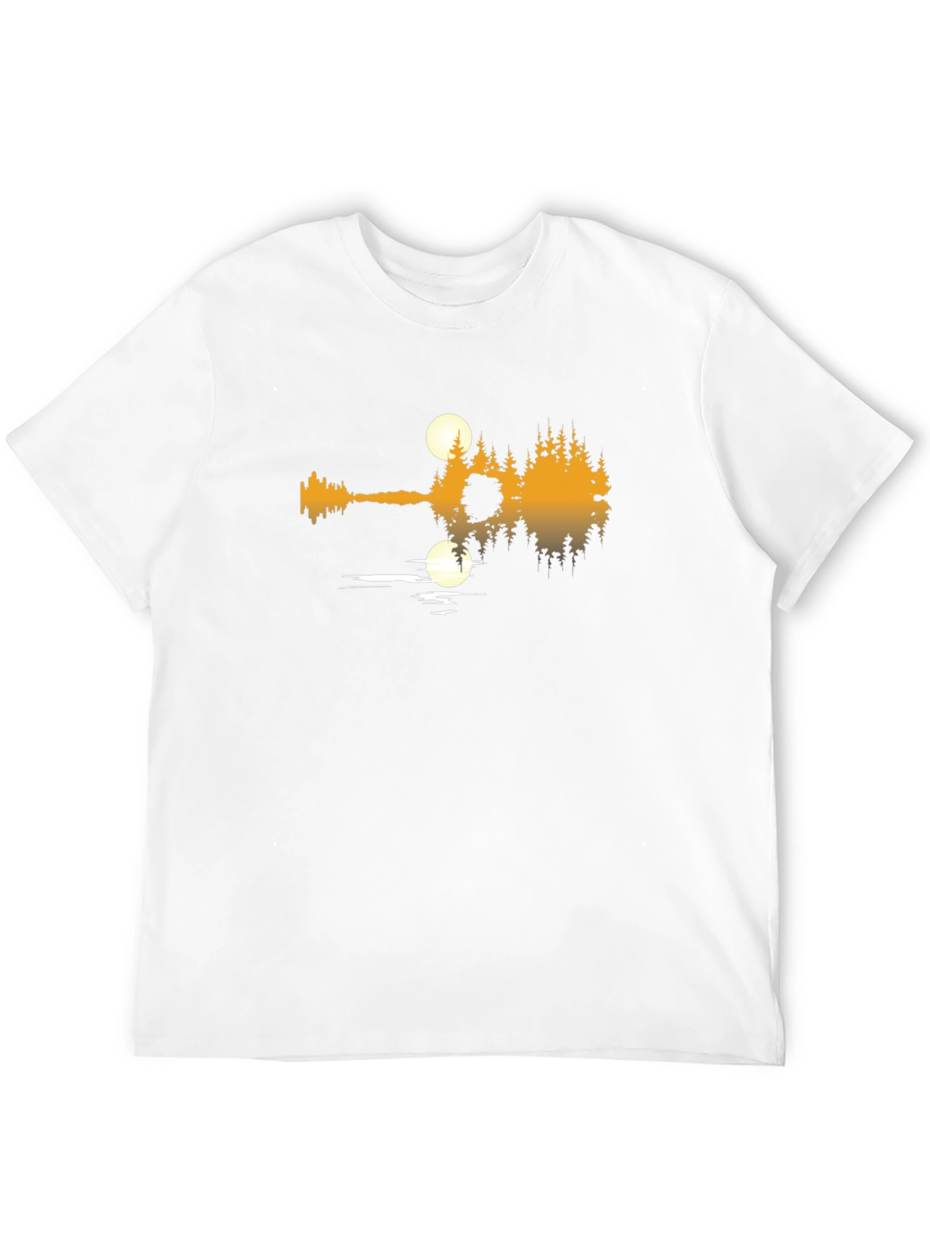 Guitar Lake Reflection Graphic T-Shirt - Black