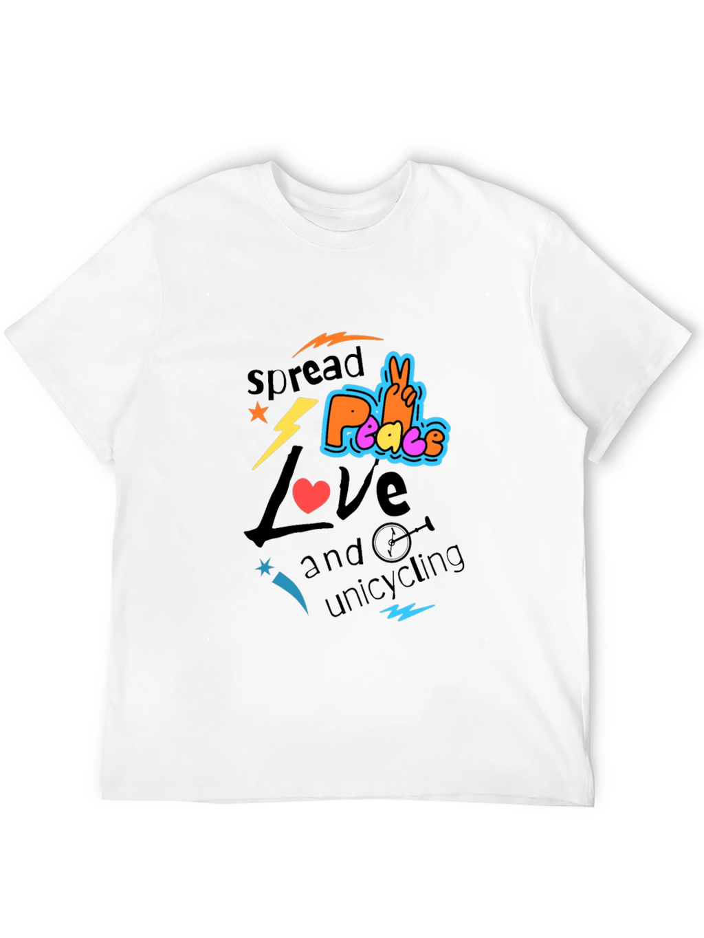 Spread Love Peace Unicycling Graphic T-Shirt
