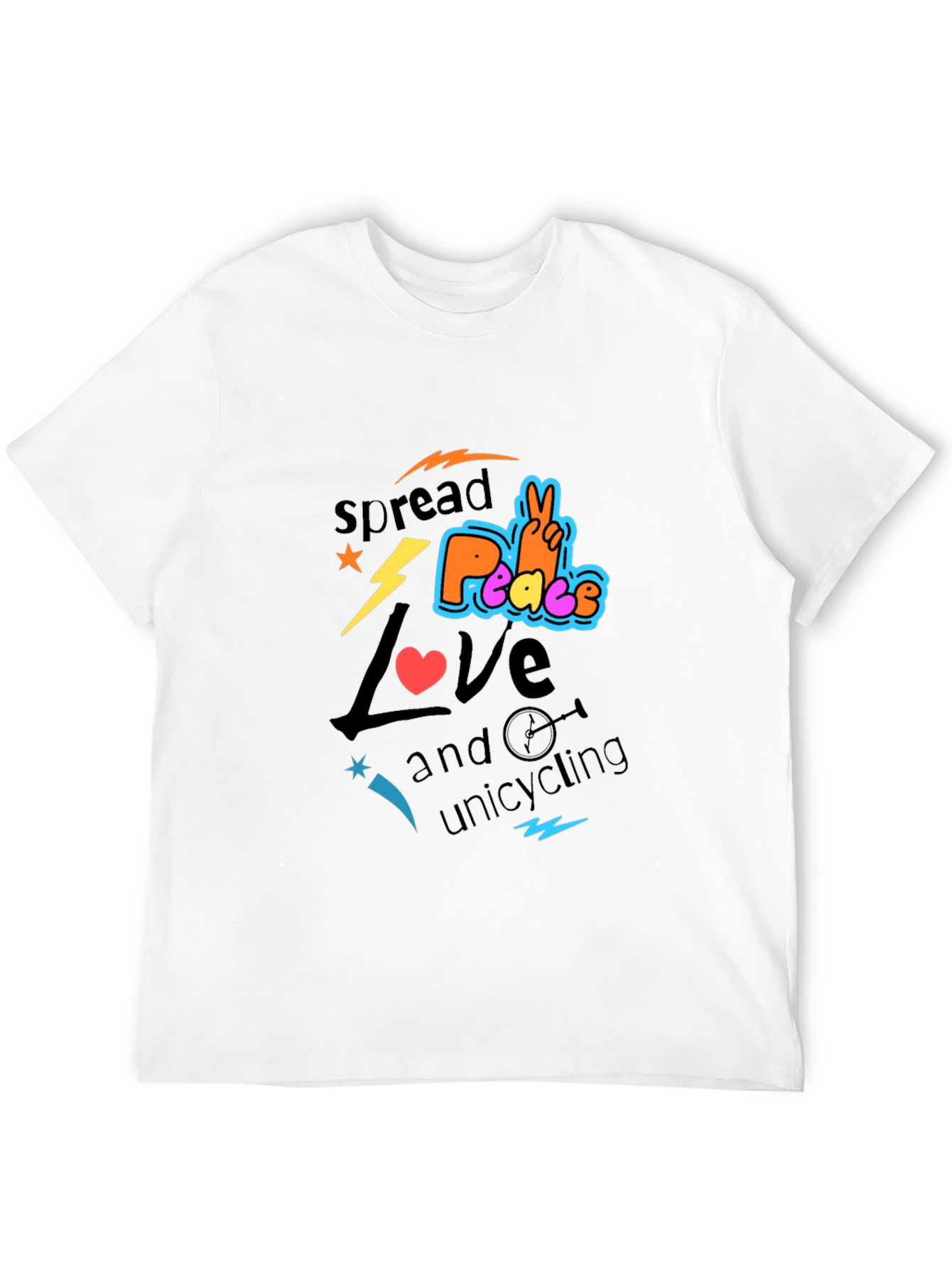 Spread Love Peace Unicycling Graphic T-Shirt