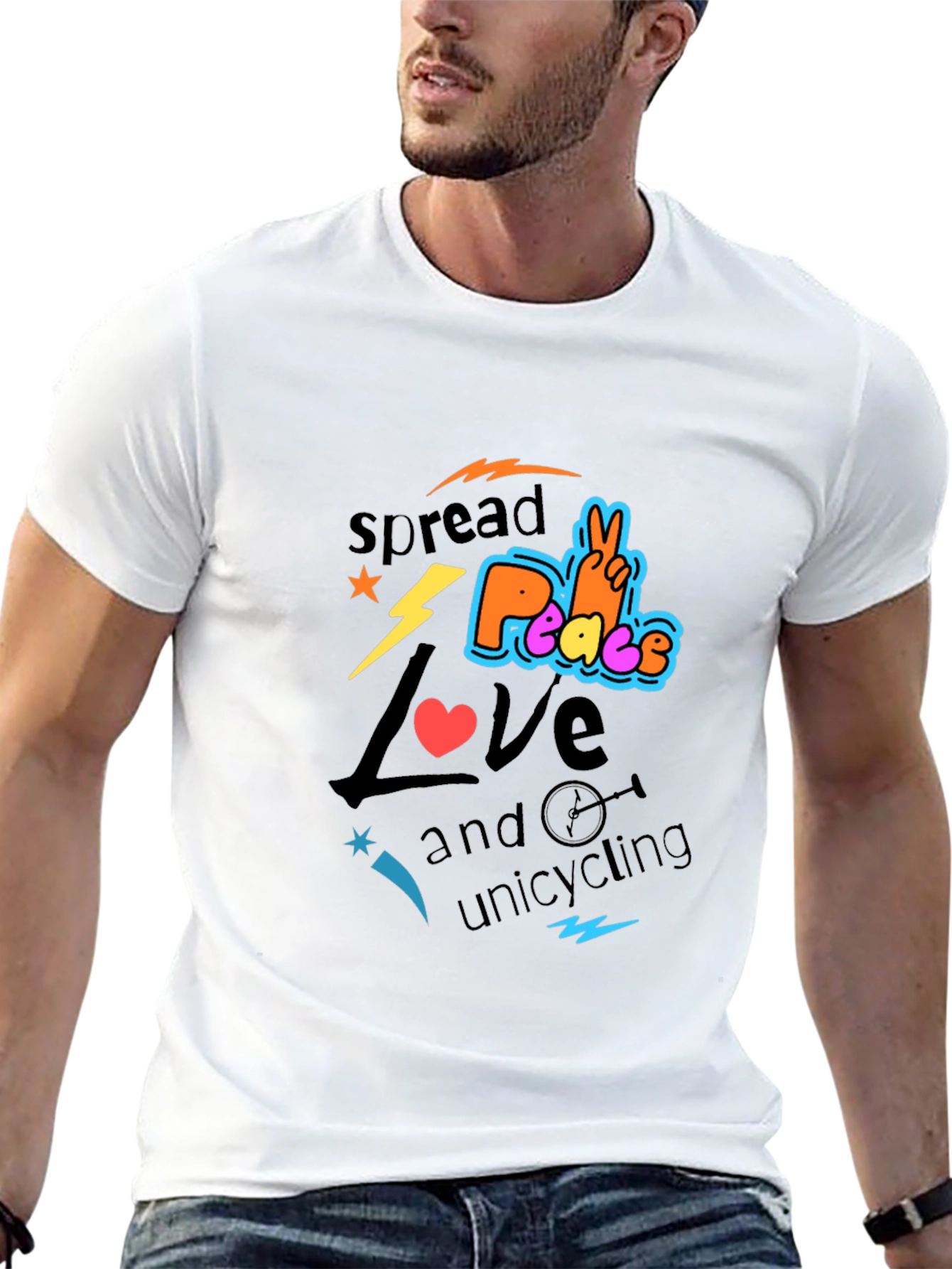 Spread Love Peace Unicycling Graphic T-Shirt