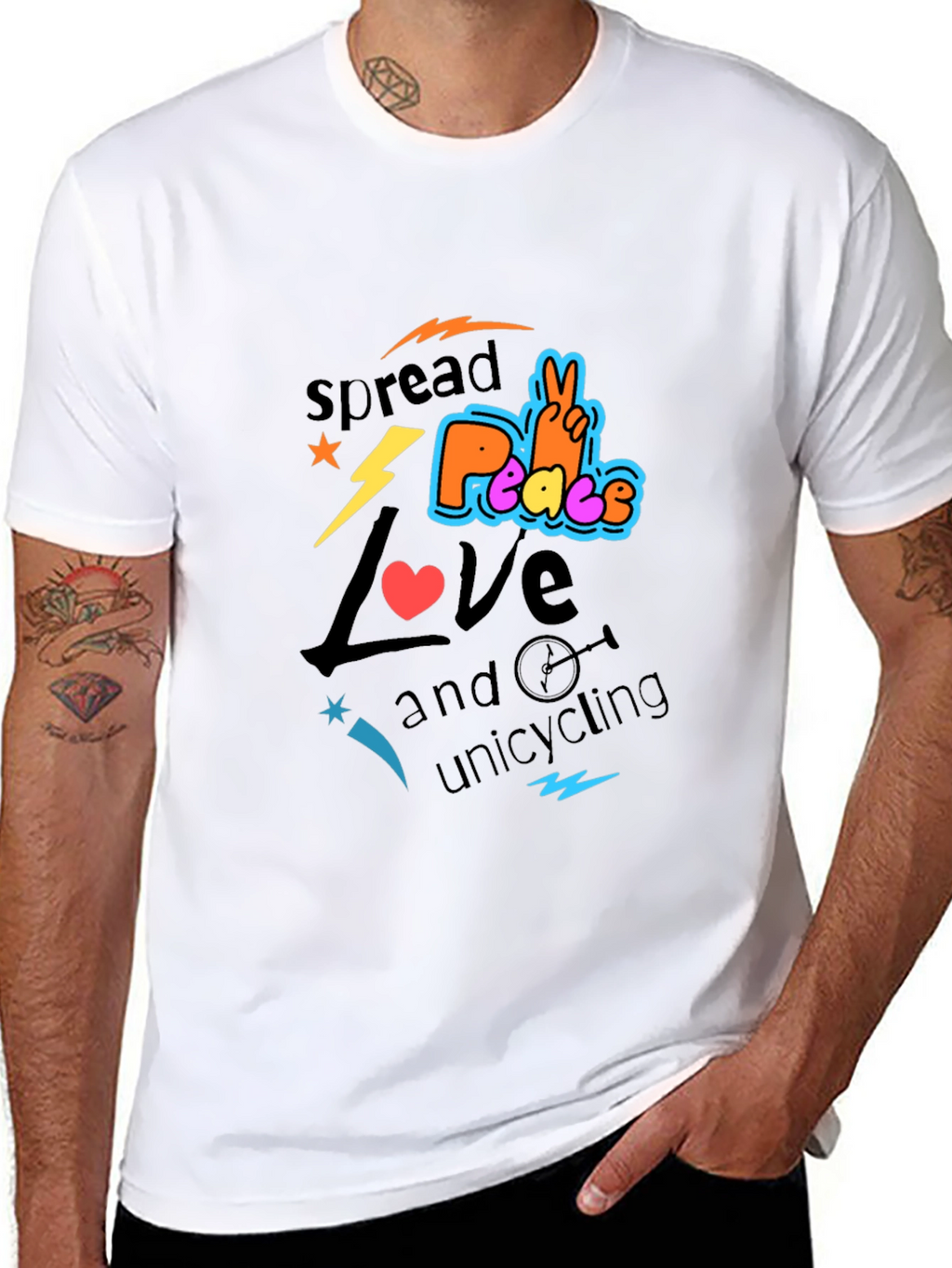 Spread Love Peace Unicycling Graphic T-Shirt