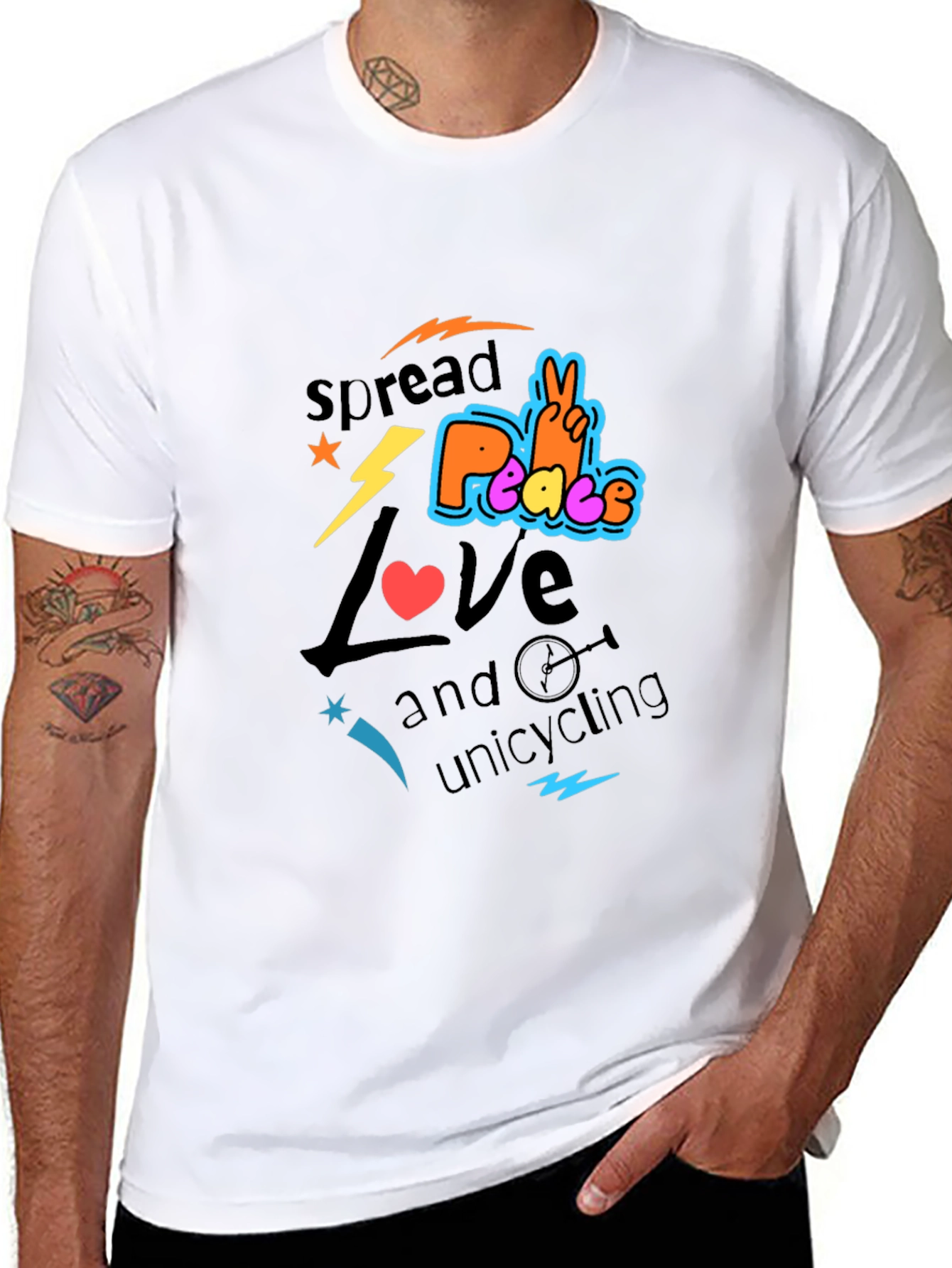 Spread Love Peace Unicycling Graphic T-Shirt