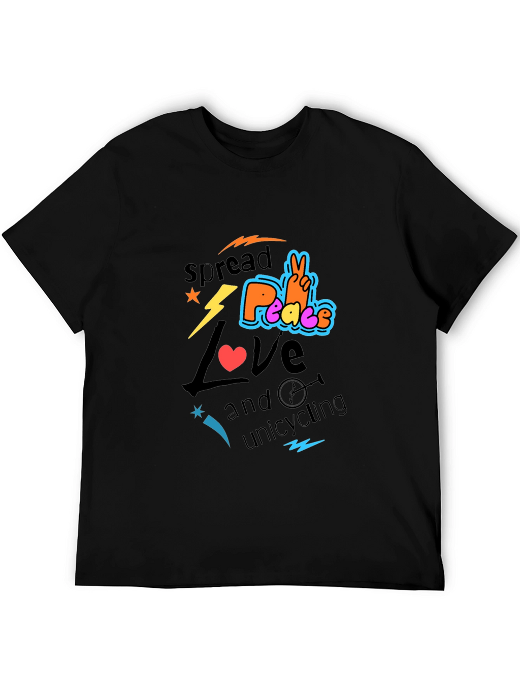 Spread Love Peace Unicycling Graphic T-Shirt