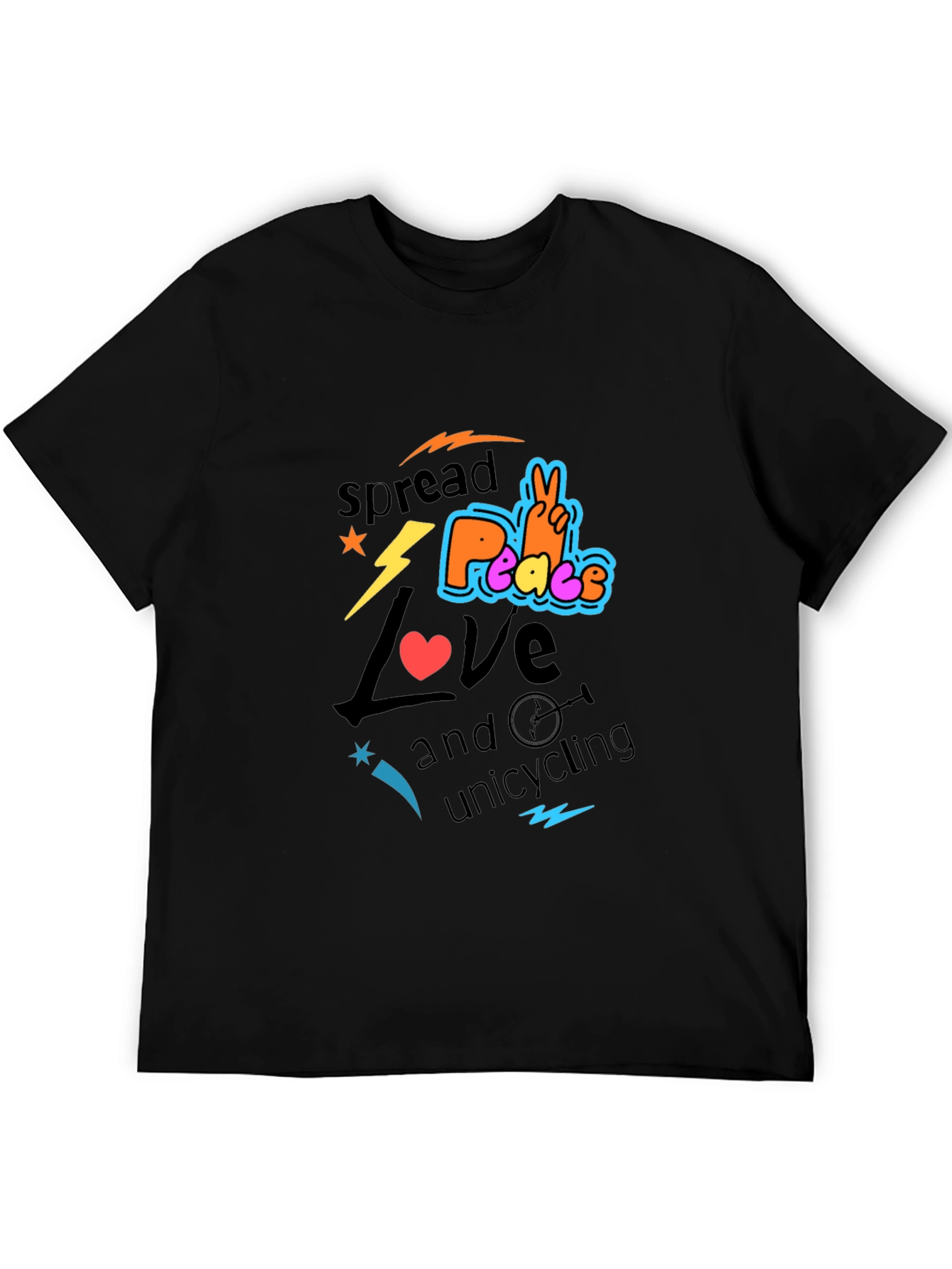 Spread Love Peace Unicycling Graphic T-Shirt
