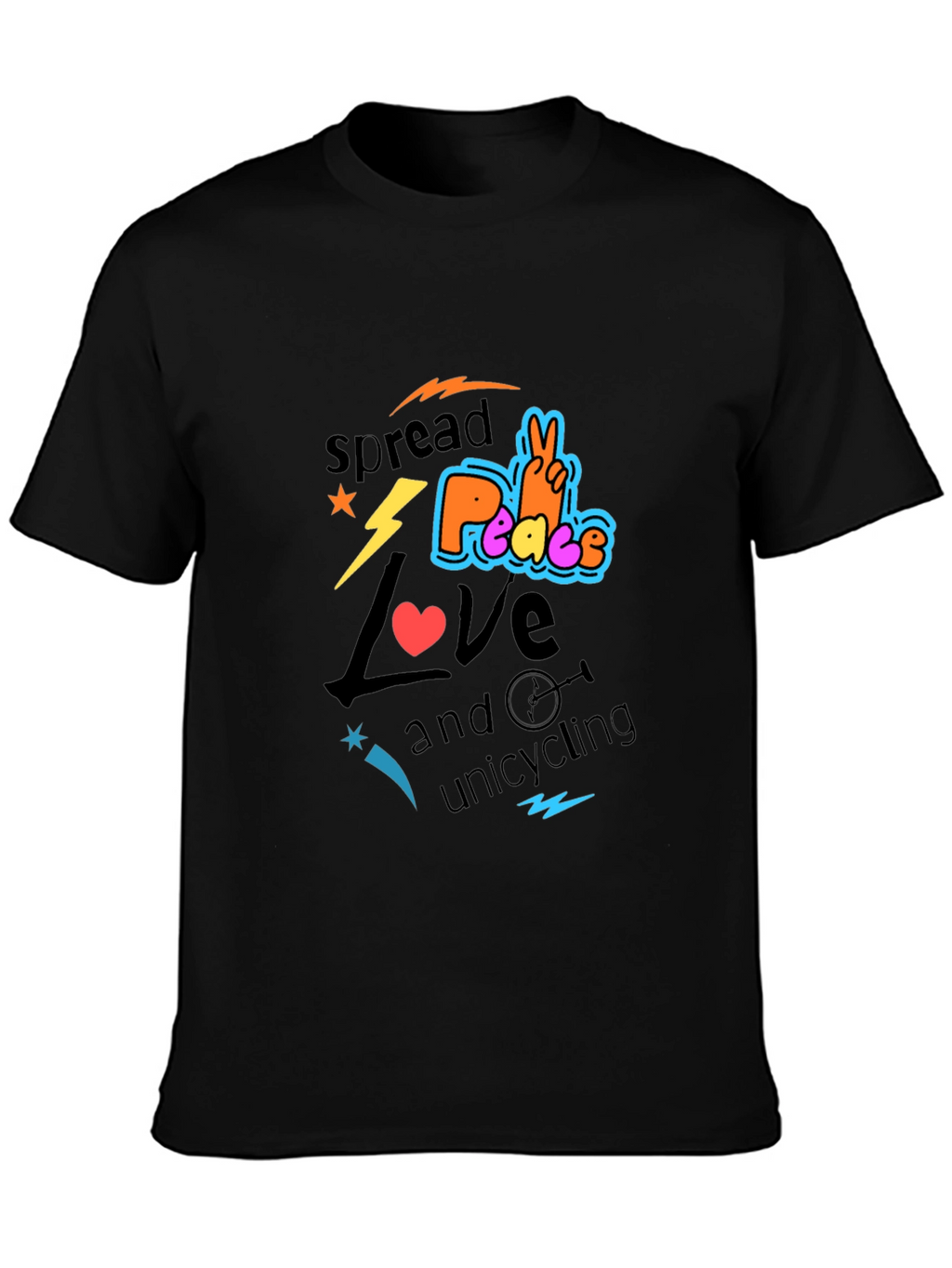 Spread Love Peace Unicycling Graphic T-Shirt