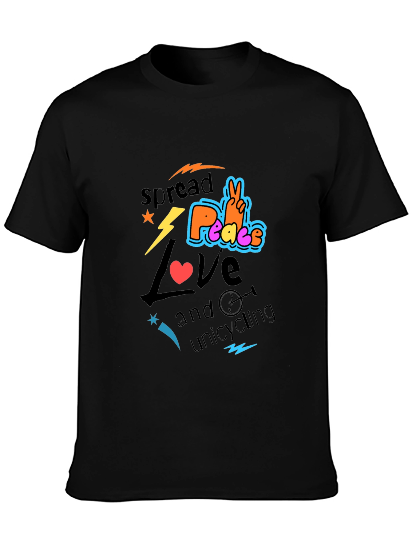 Spread Love Peace Unicycling Graphic T-Shirt