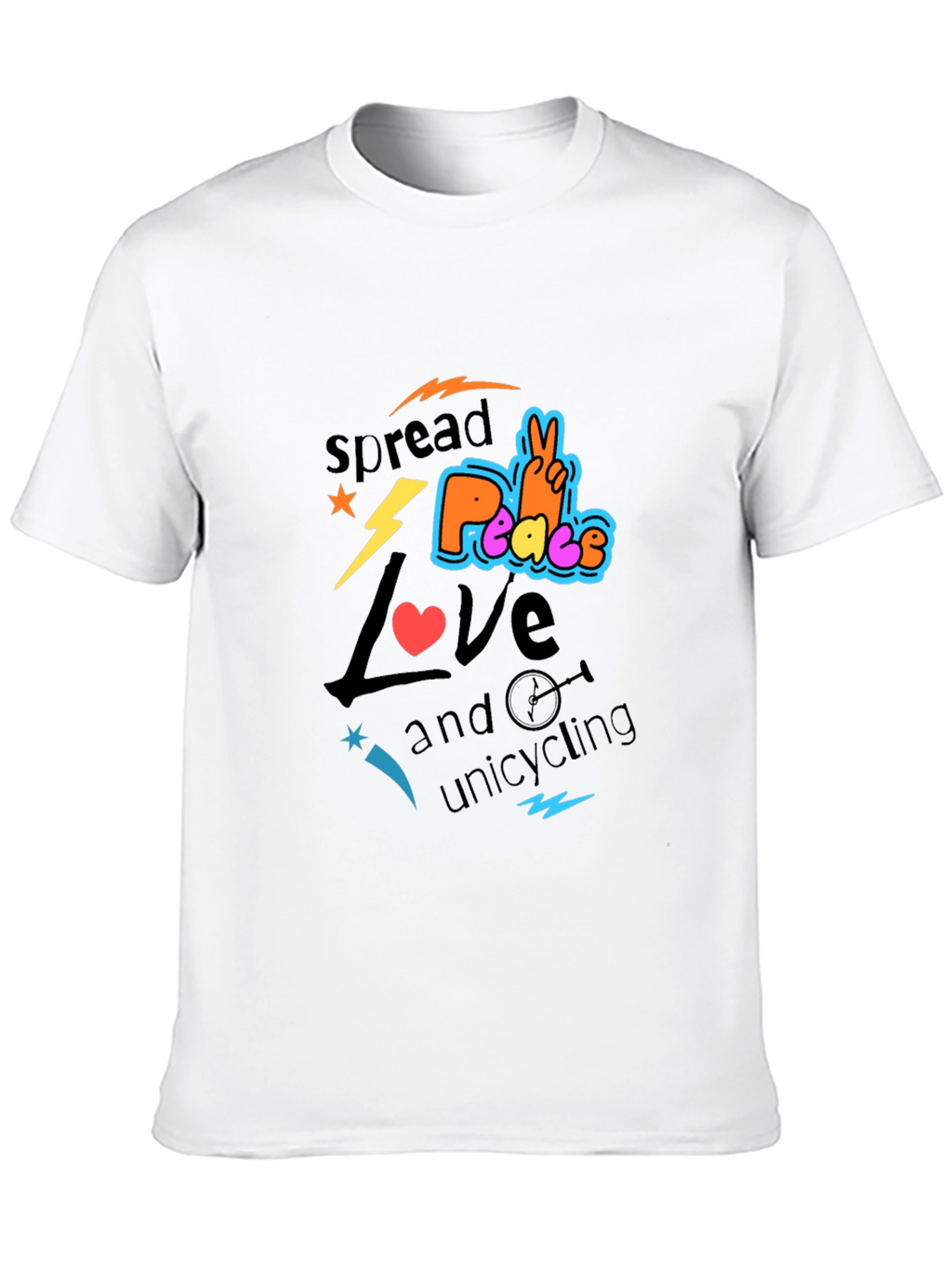 Spread Love Peace Unicycling Graphic T-Shirt