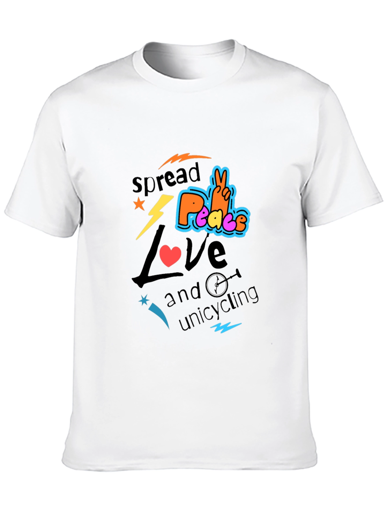 Spread Love Peace Unicycling Graphic T-Shirt