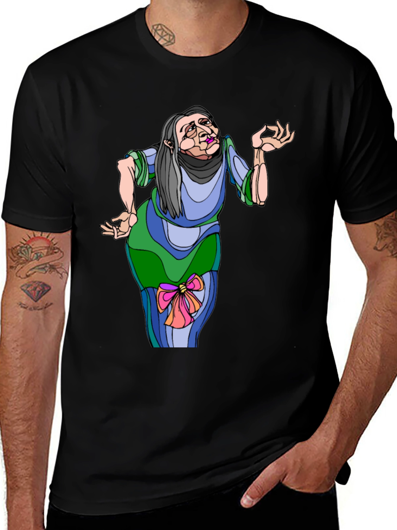 Whimsical Cartoon Old Woman T-Shirt