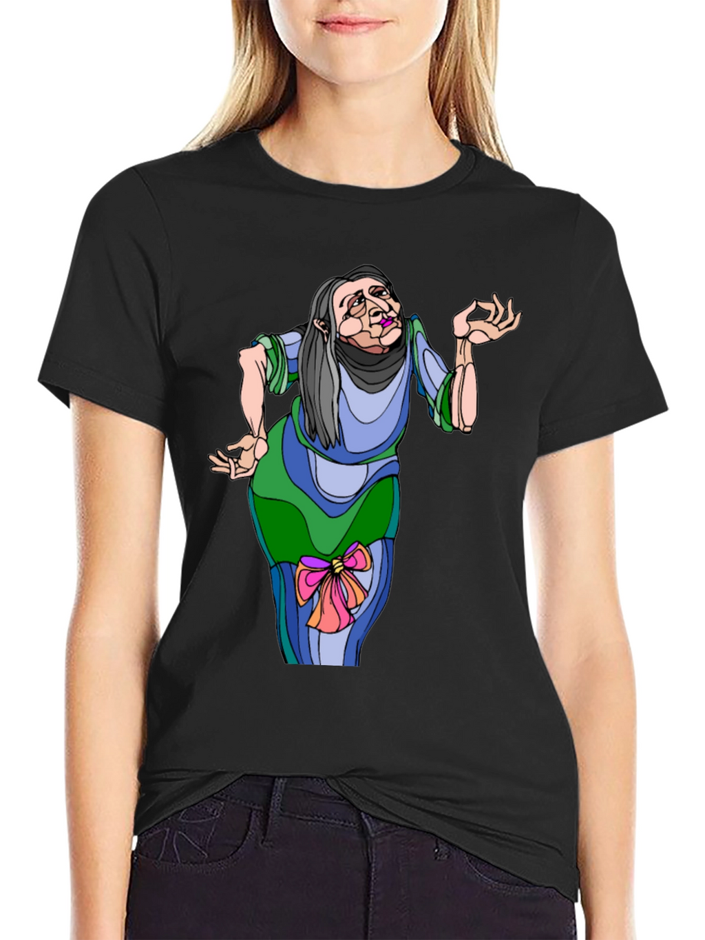 Whimsical Cartoon Old Woman T-Shirt