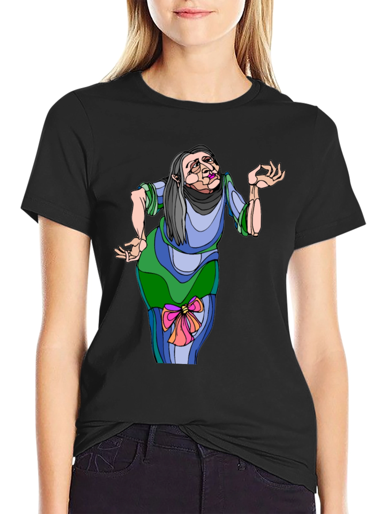 Whimsical Cartoon Old Woman T-Shirt