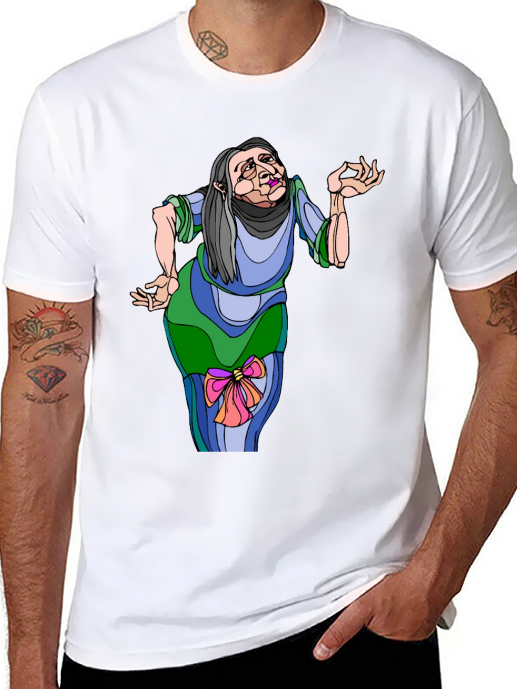 Whimsical Cartoon Old Woman T-Shirt