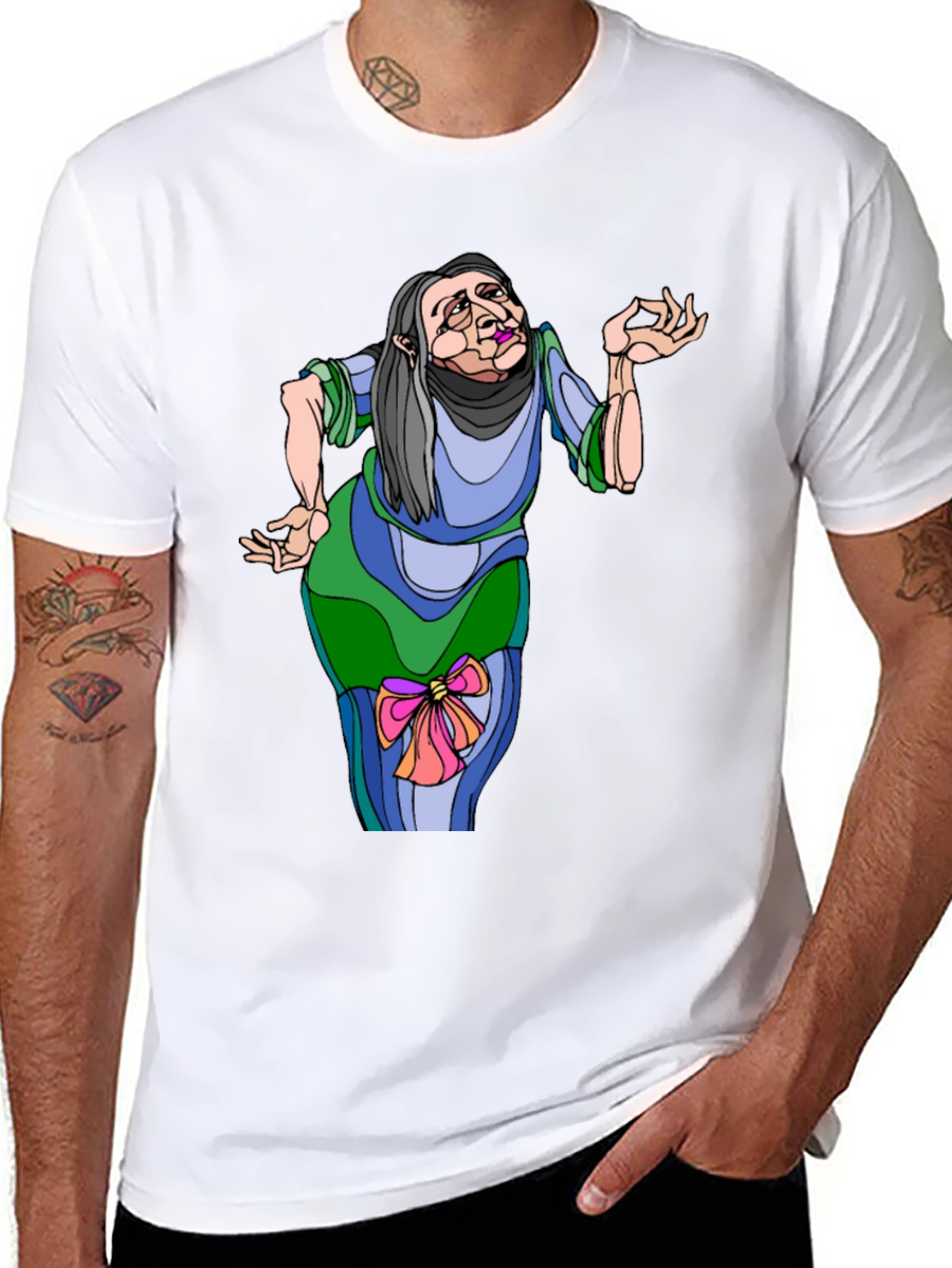Whimsical Cartoon Old Woman T-Shirt