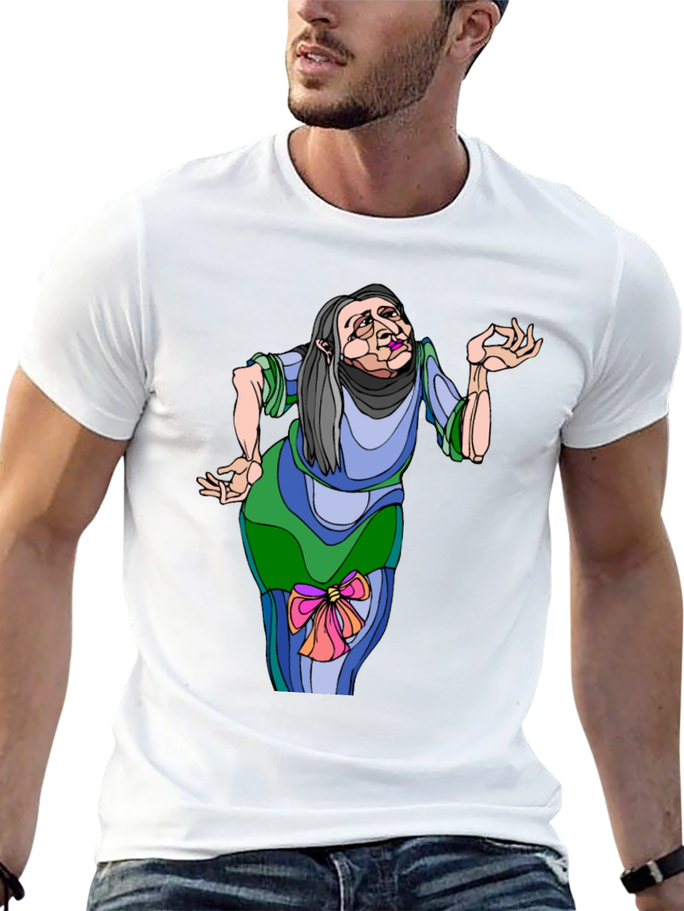 Whimsical Cartoon Old Woman T-Shirt