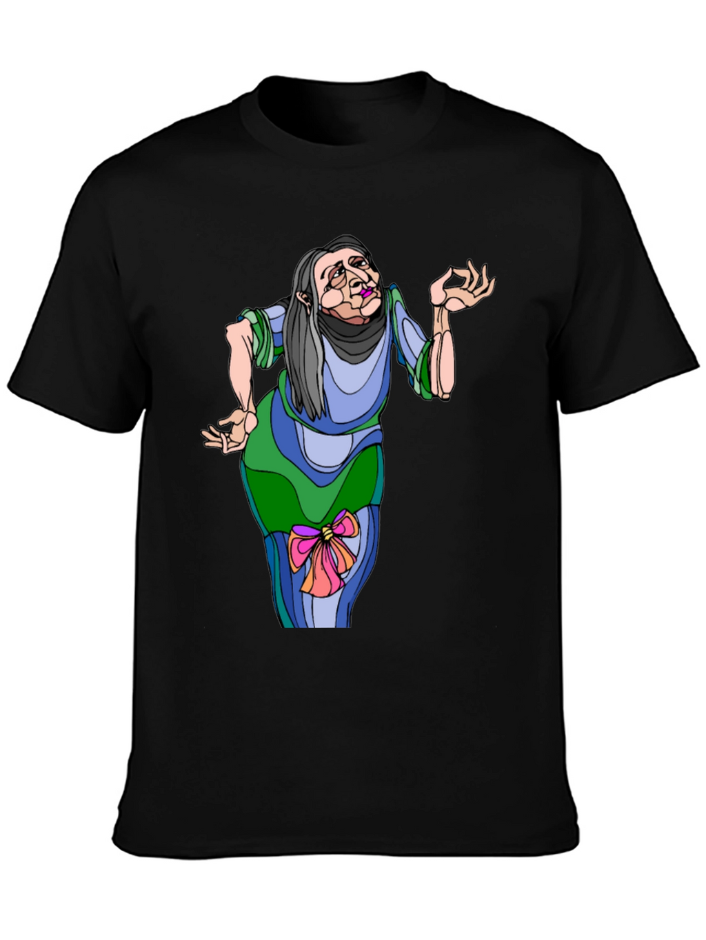 Whimsical Cartoon Old Woman T-Shirt