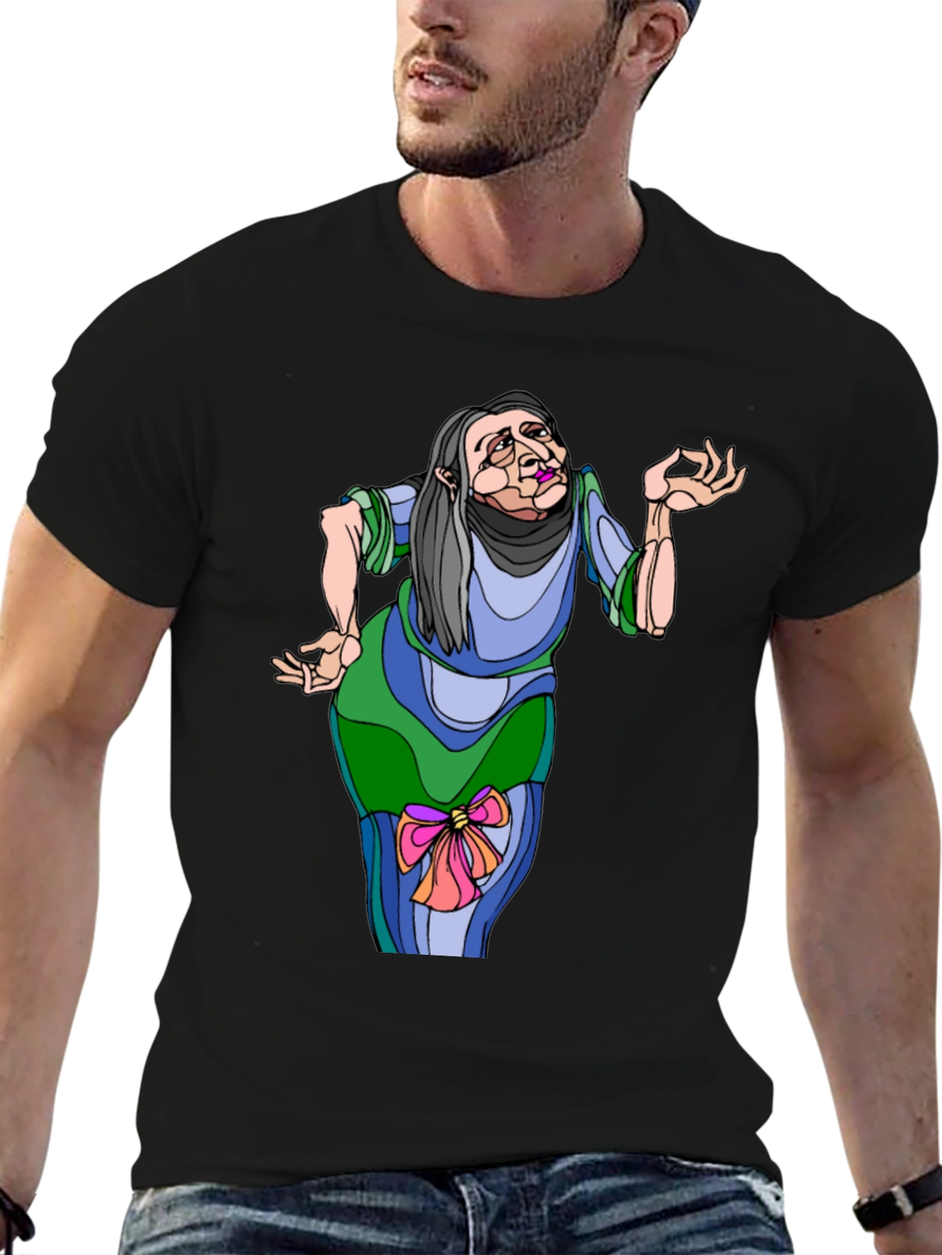 Whimsical Cartoon Old Woman T-Shirt