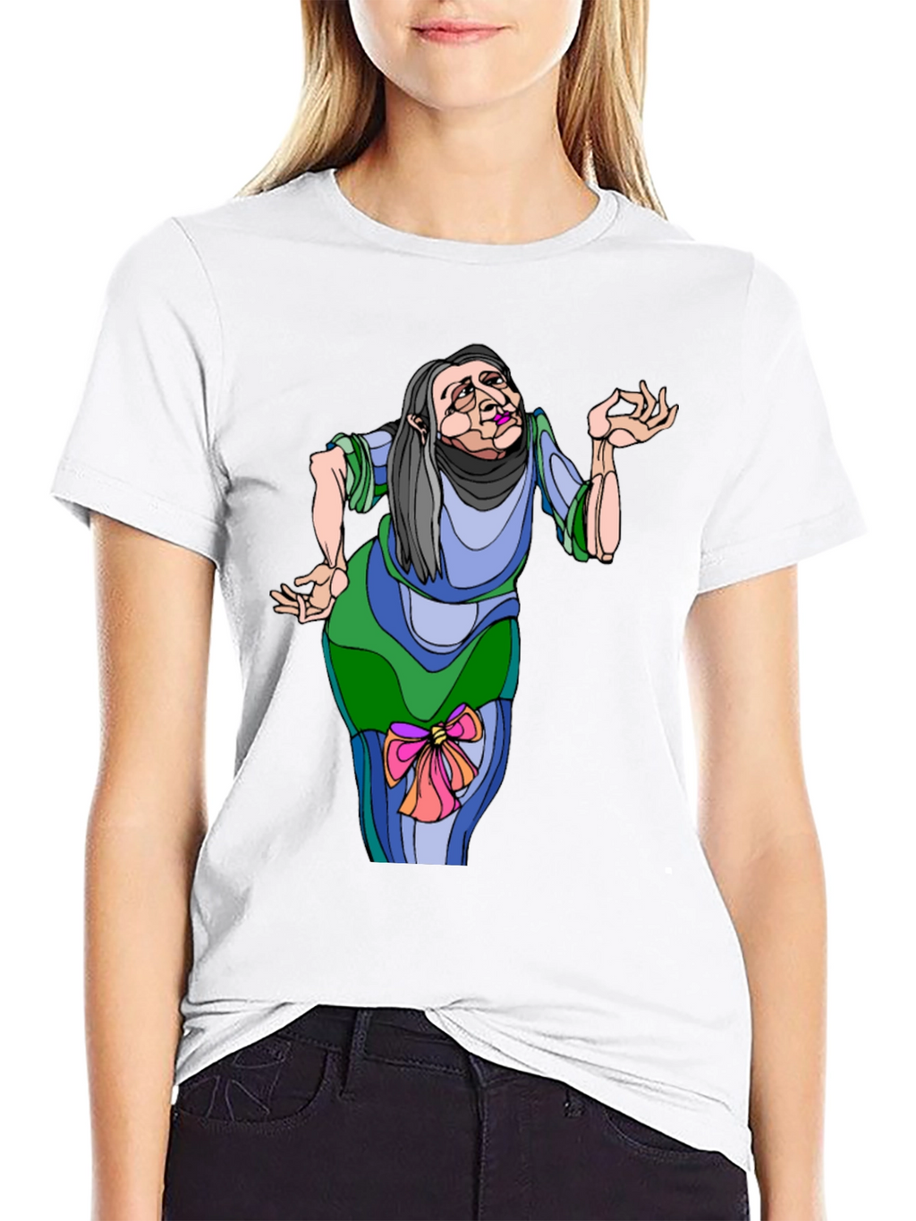Whimsical Cartoon Old Woman T-Shirt