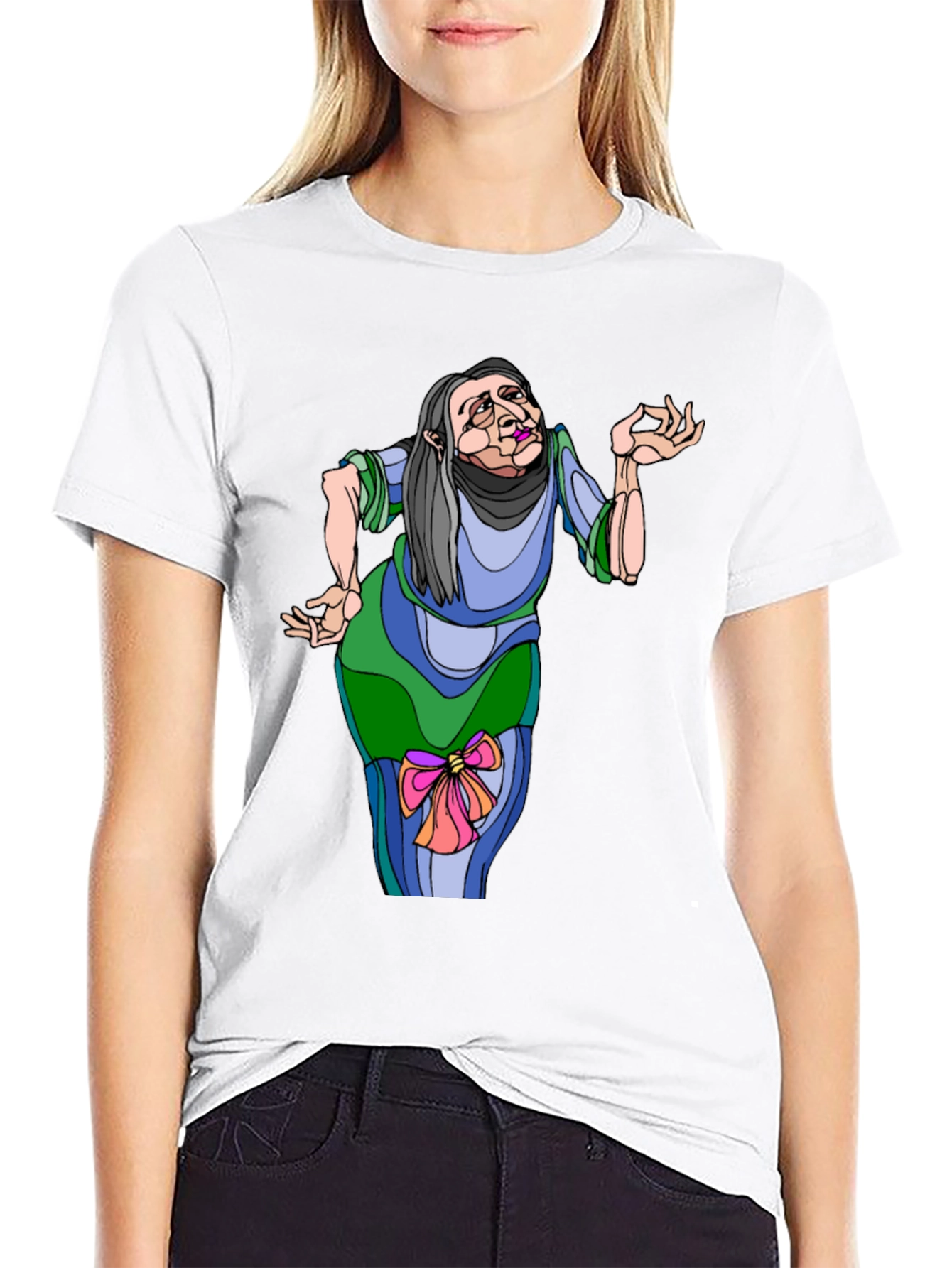 Whimsical Cartoon Old Woman T-Shirt