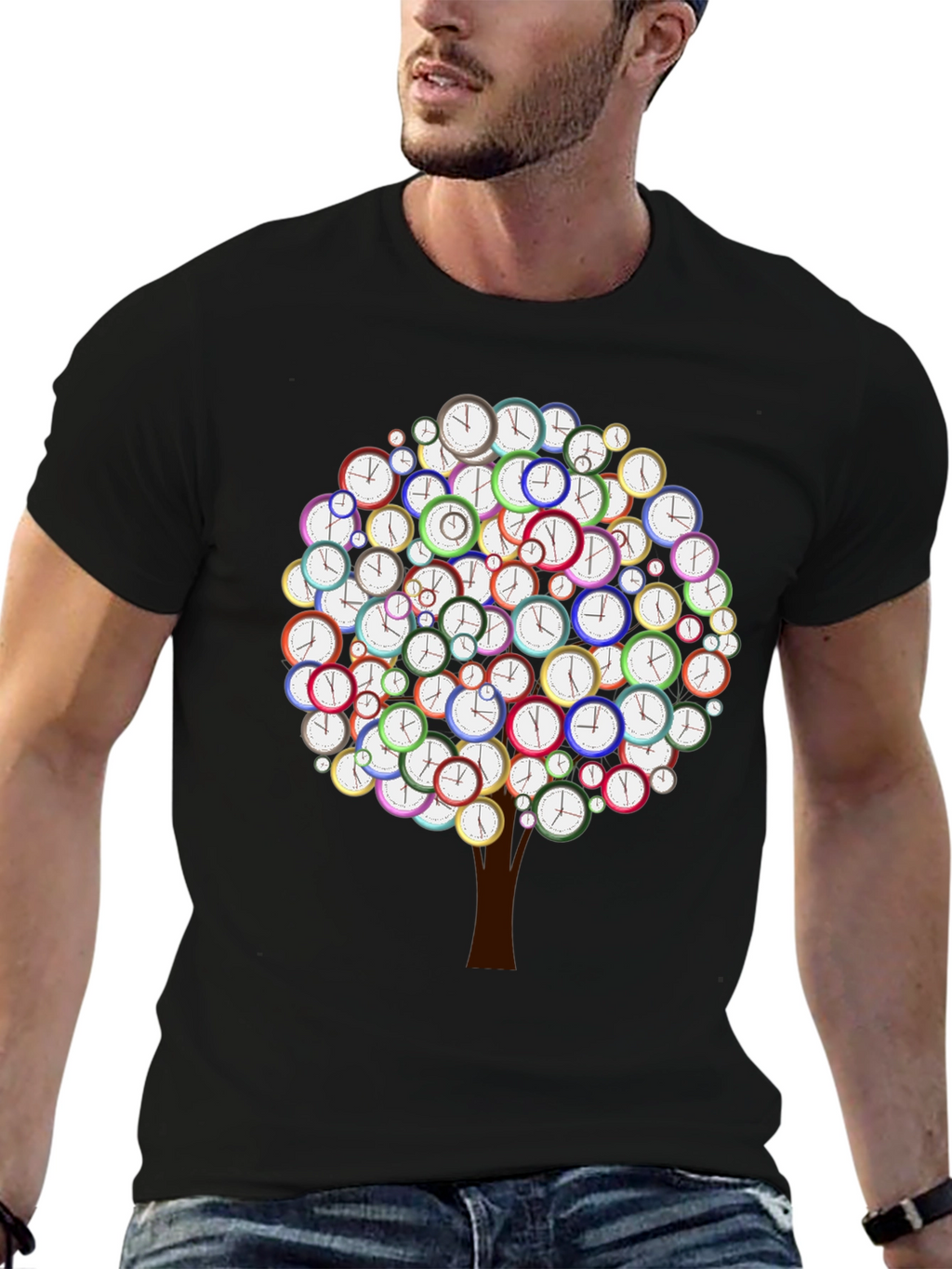 Time Tree Graphic Tee - Quirky Clock Design