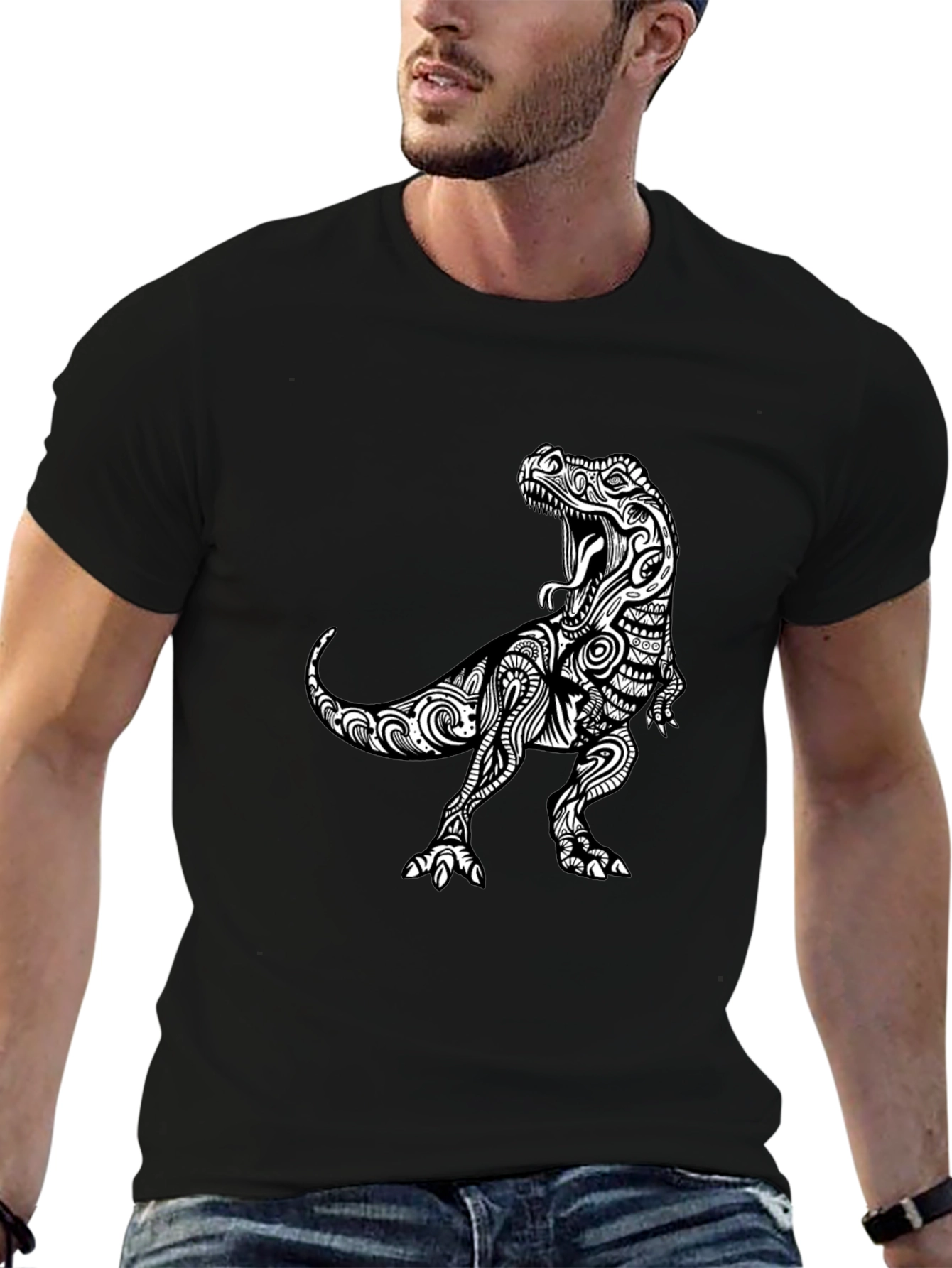 Tribal T-Rex Black Graphic Tee