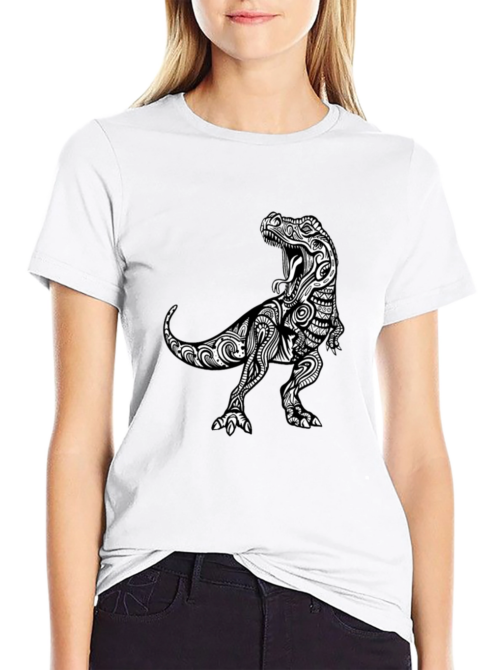 Tribal T-Rex Black Graphic Tee