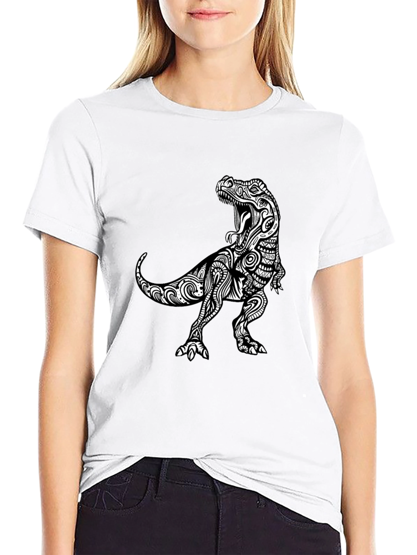 Tribal T-Rex Black Graphic Tee
