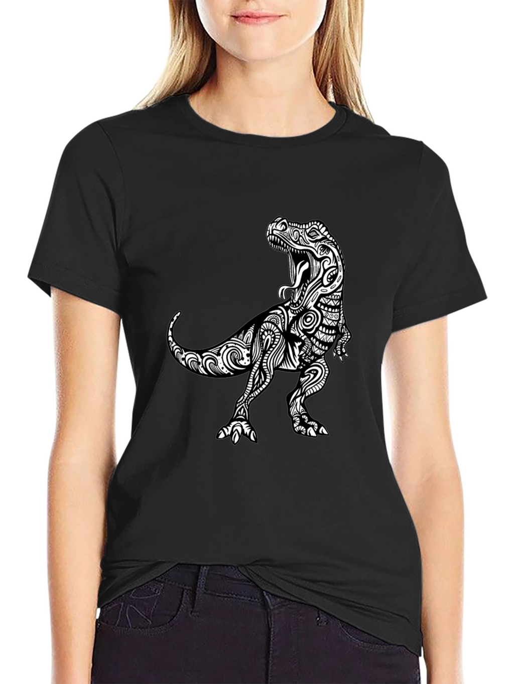 Tribal T-Rex Black Graphic Tee