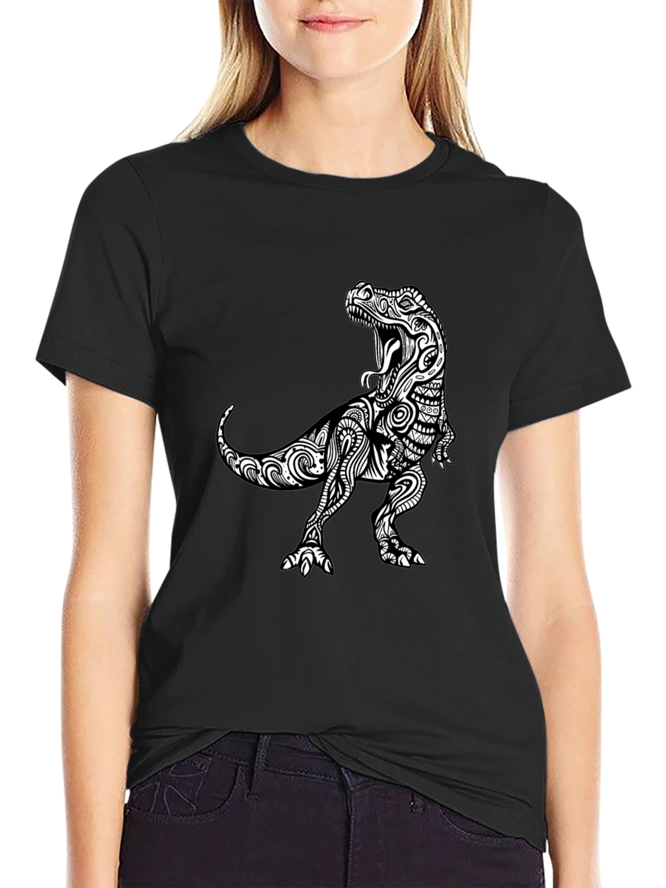 Tribal T-Rex Black Graphic Tee