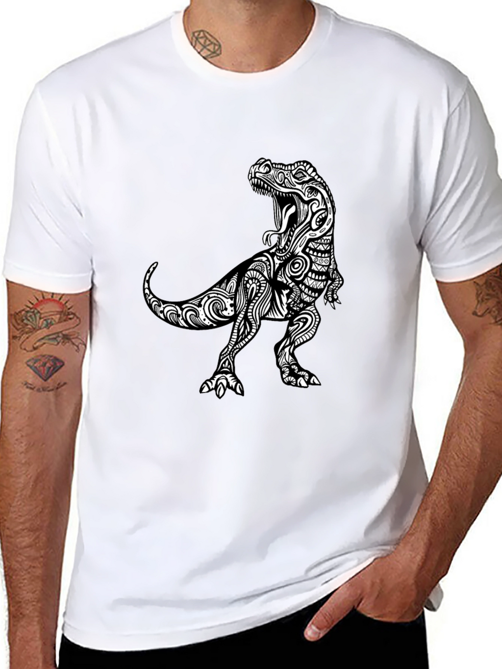 Tribal T-Rex Black Graphic Tee