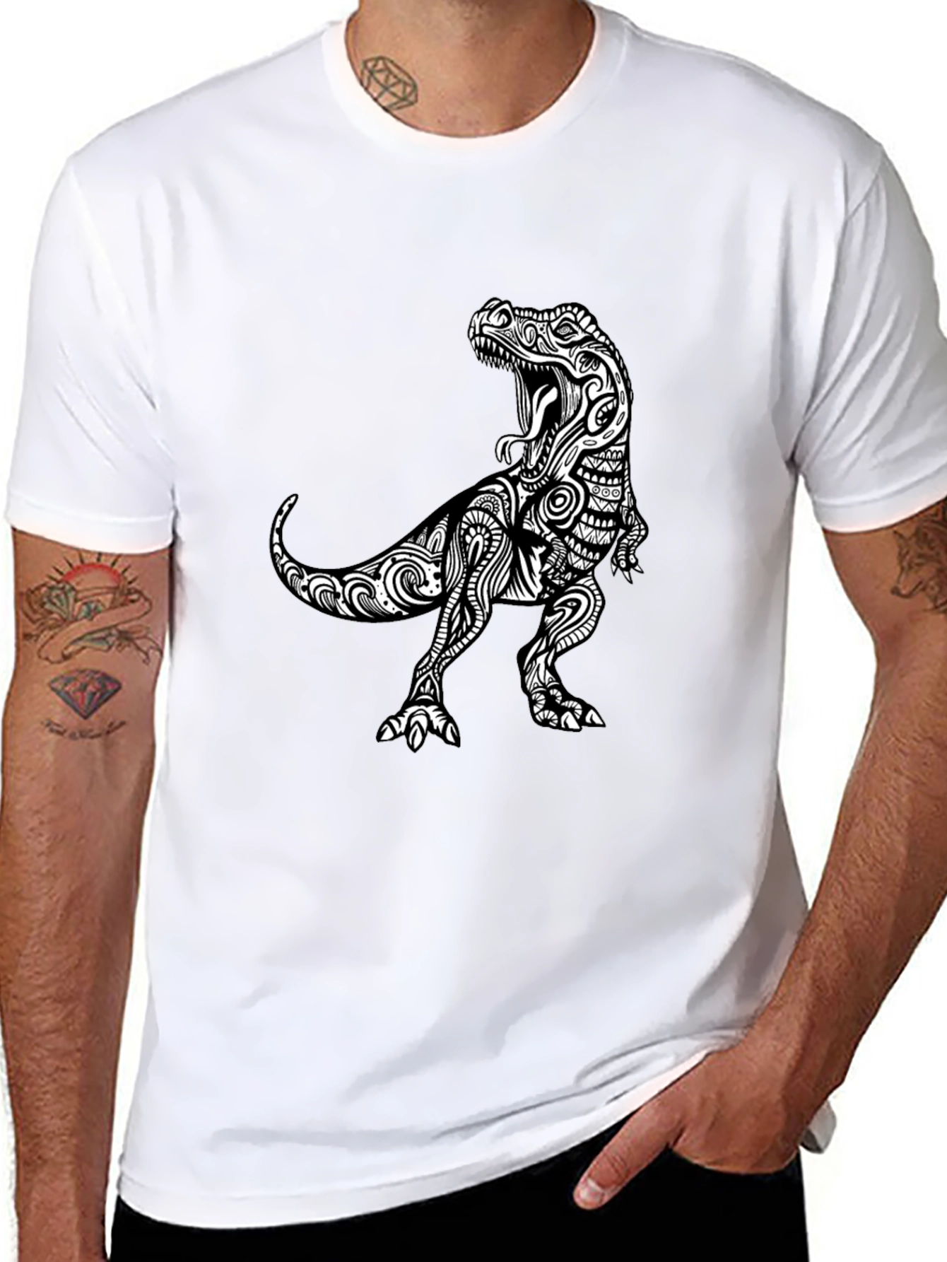 Tribal T-Rex Black Graphic Tee