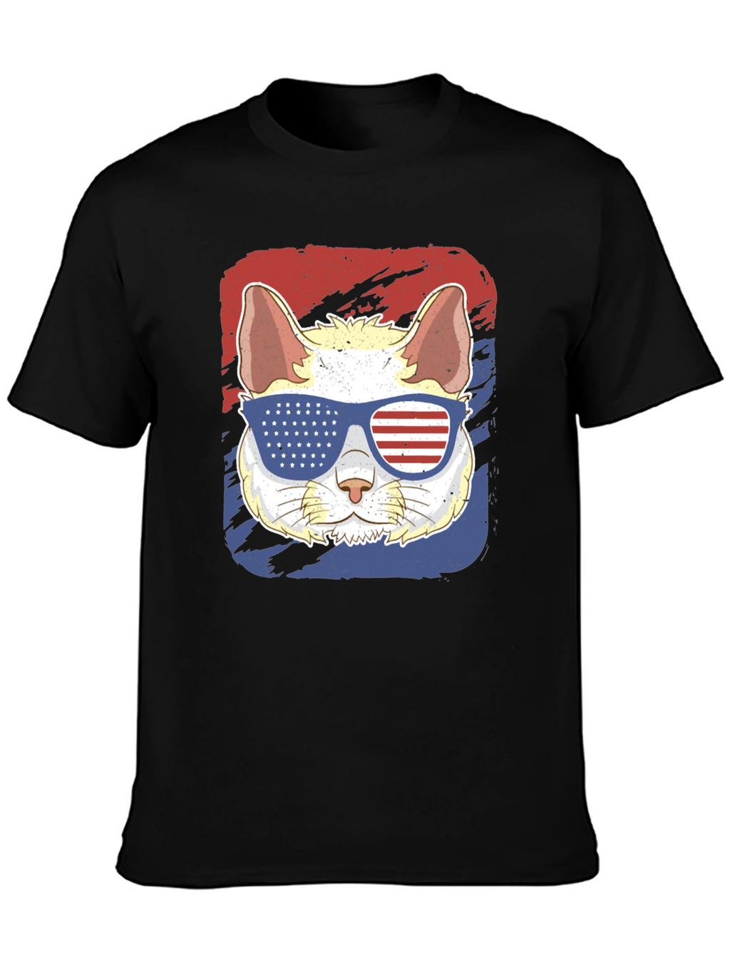 Patriotic Cat T-Shirt: USA Flag Sunglasses