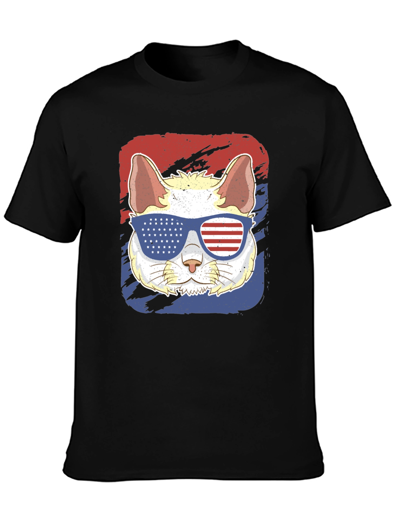 Patriotic Cat T-Shirt: USA Flag Sunglasses
