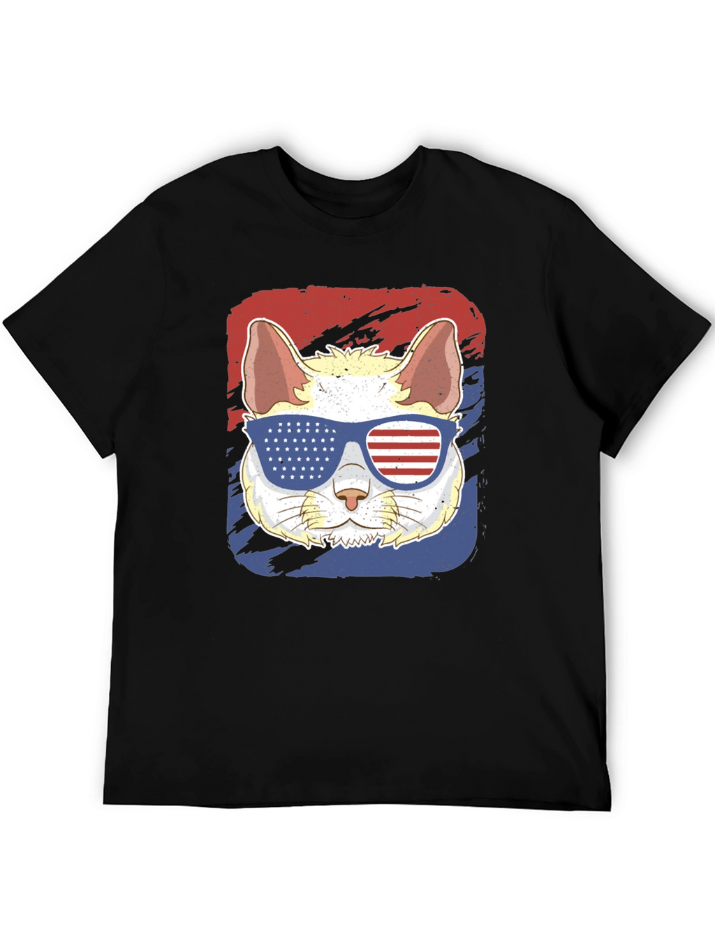 Patriotic Cat T-Shirt: USA Flag Sunglasses