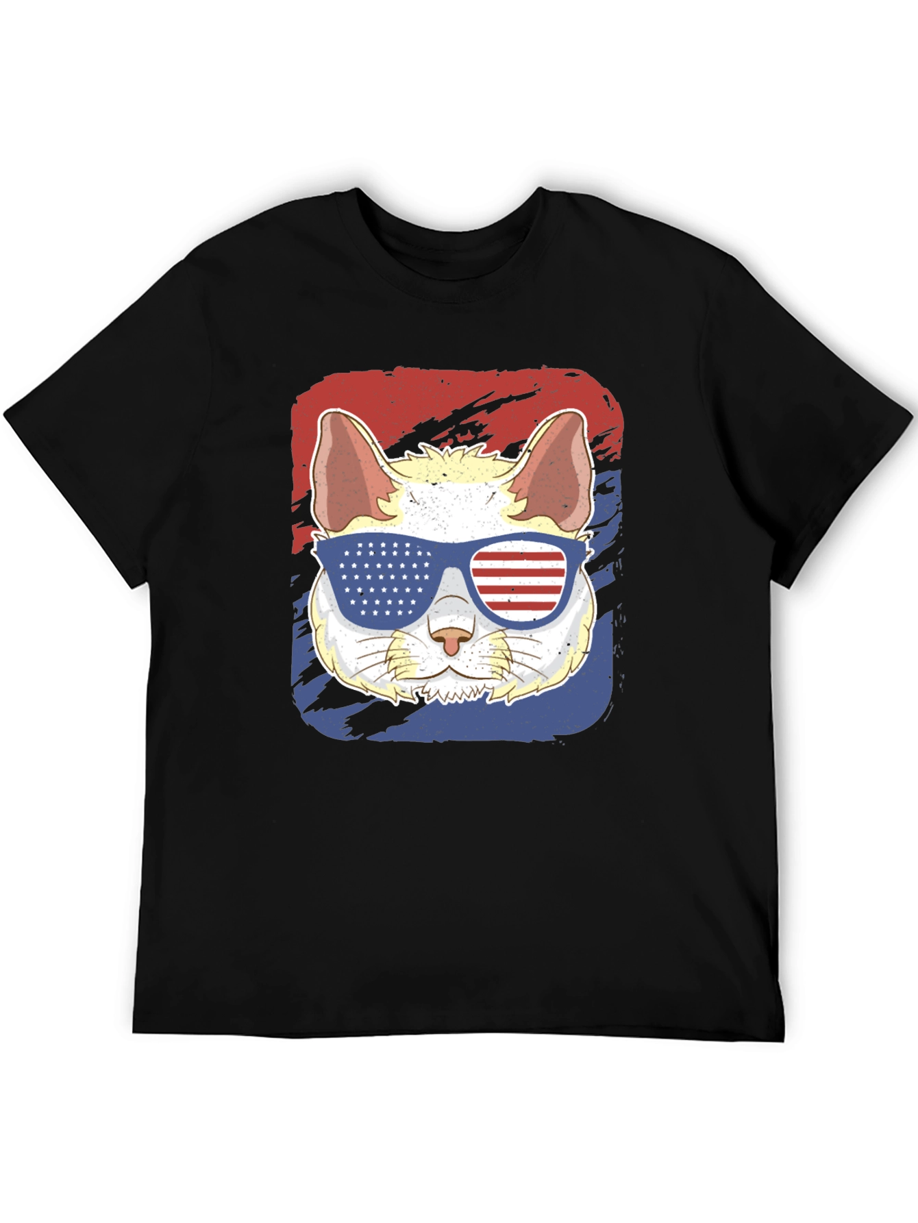 Patriotic Cat T-Shirt: USA Flag Sunglasses