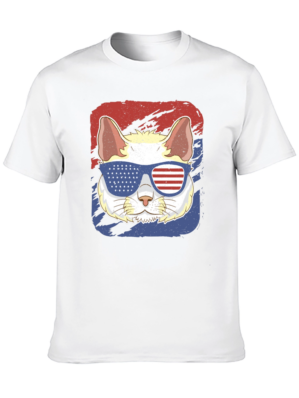 Patriotic Cat T-Shirt: USA Flag Sunglasses