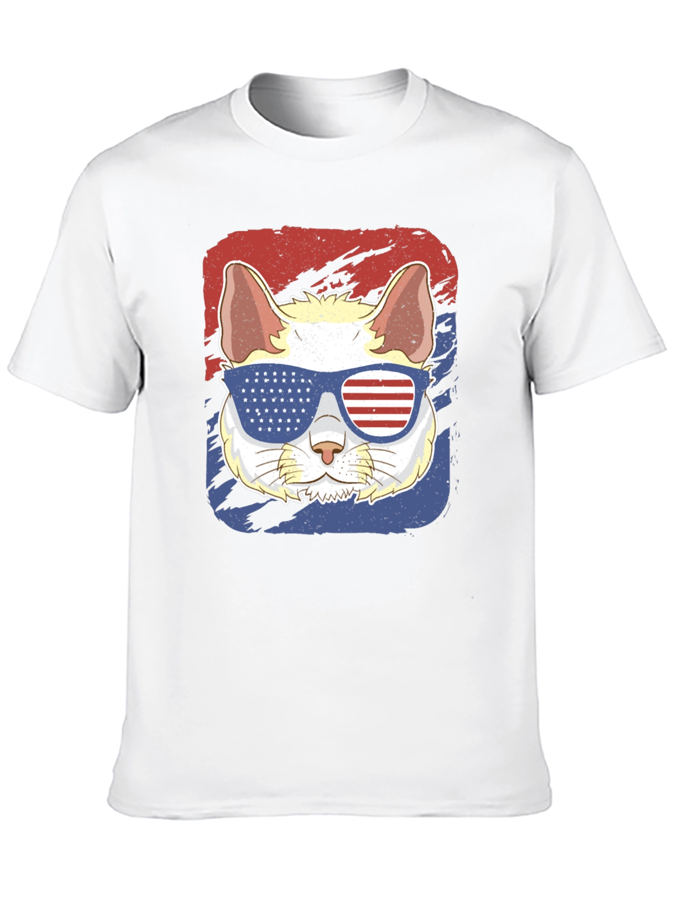 Patriotic Cat T-Shirt: USA Flag Sunglasses