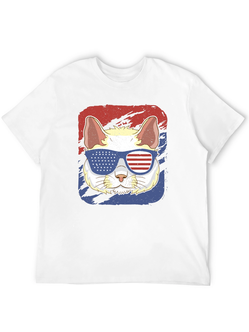 Patriotic Cat T-Shirt: USA Flag Sunglasses