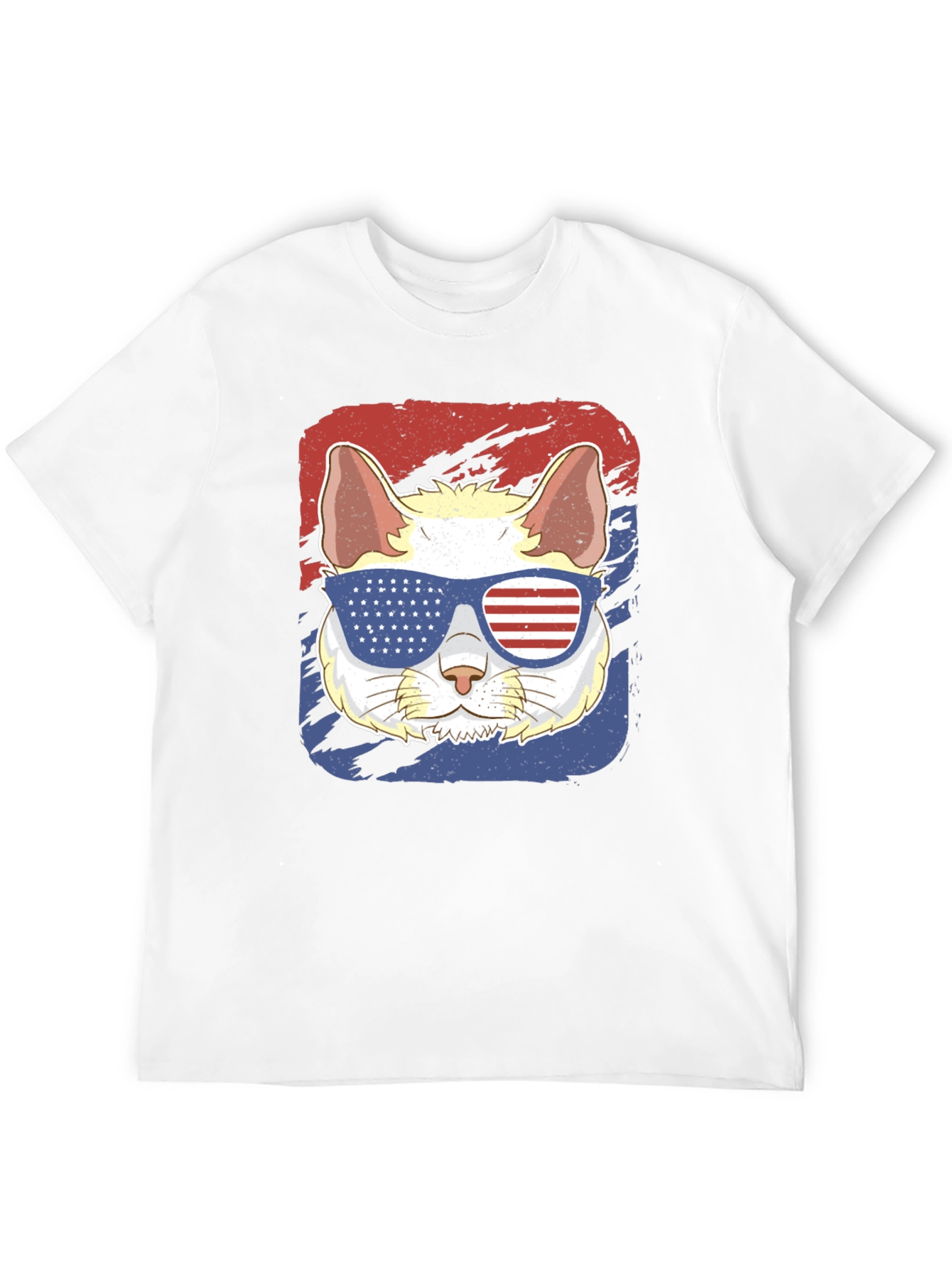 Patriotic Cat T-Shirt: USA Flag Sunglasses