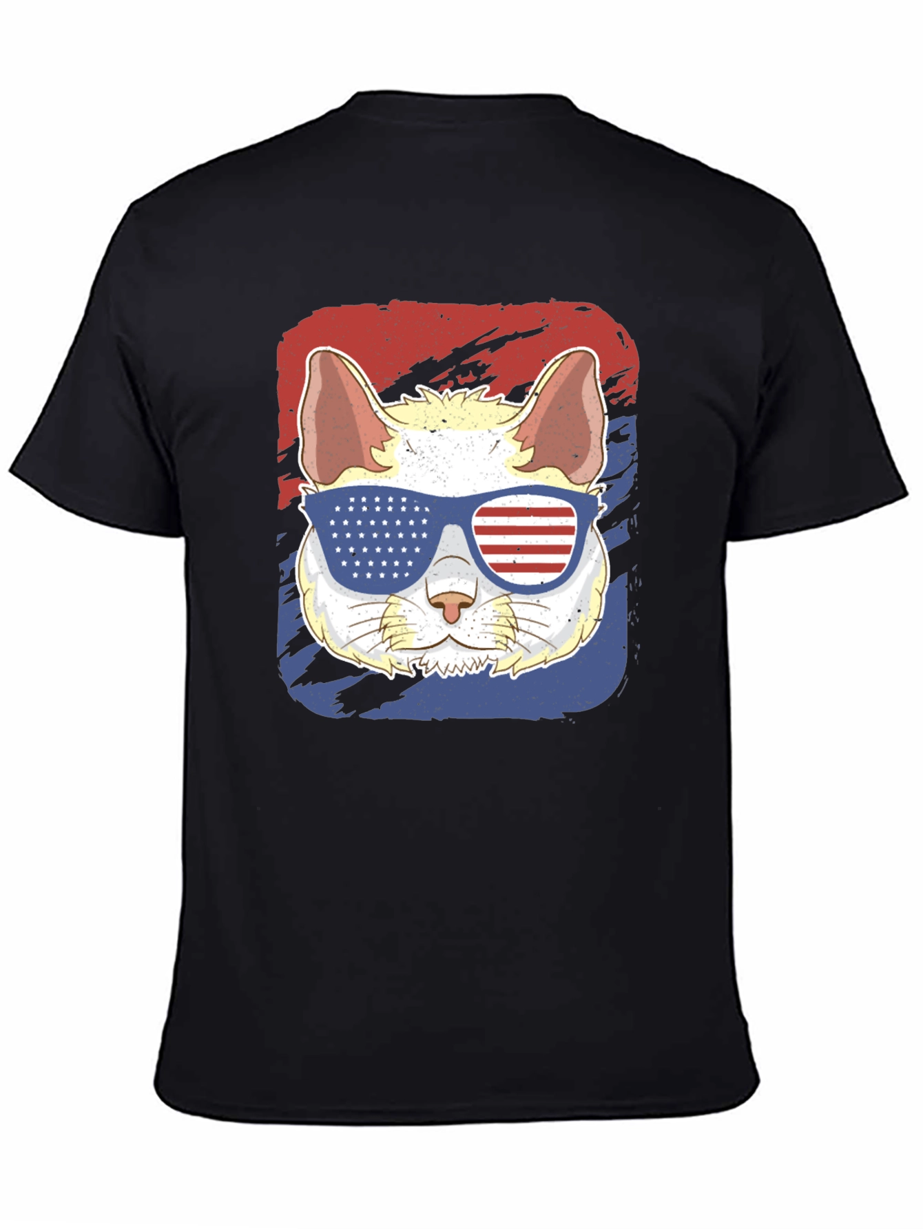 Patriotic Cat T-Shirt: USA Flag Sunglasses