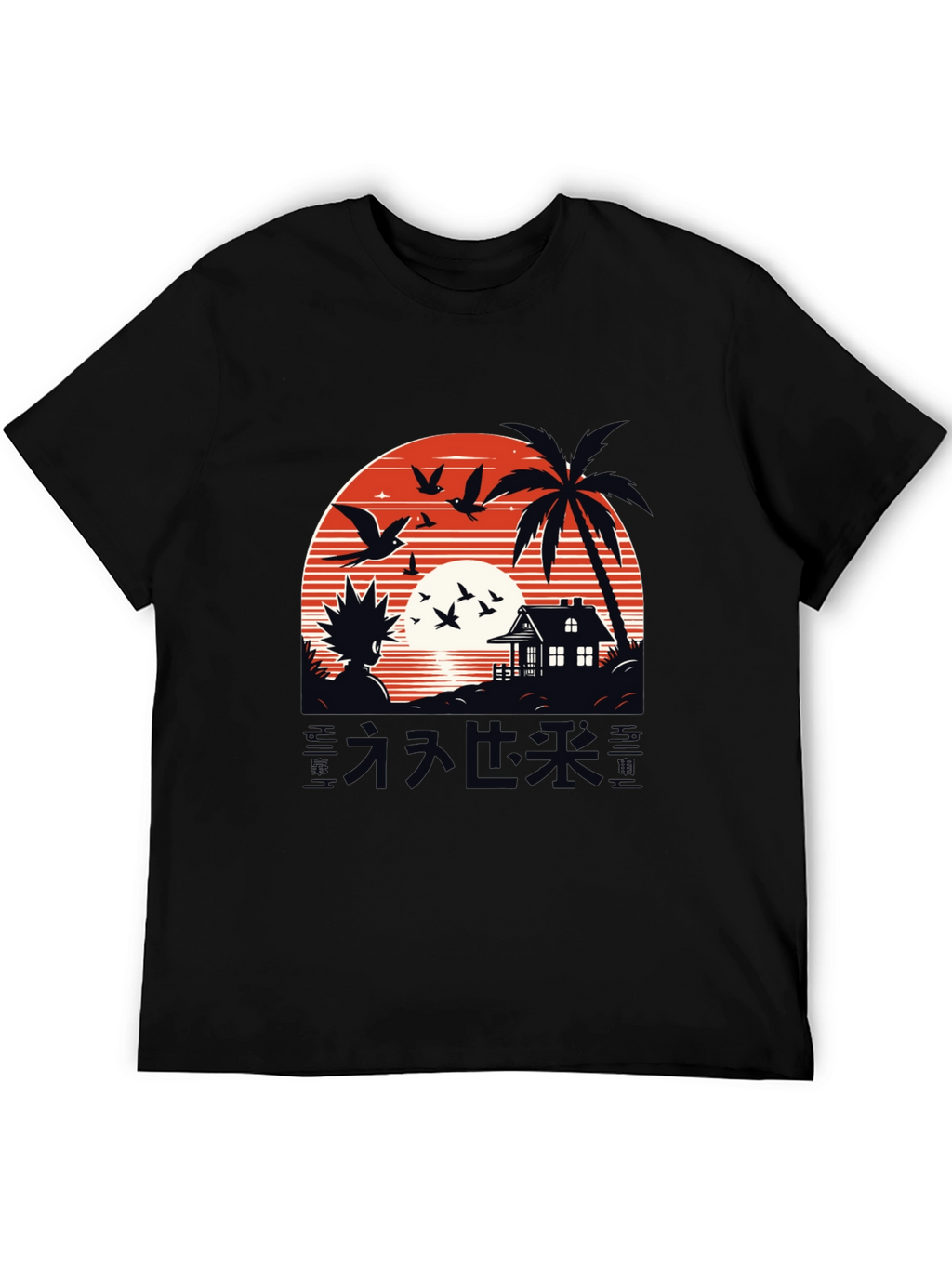 Anime Graphic Tee - Sunset Island Design