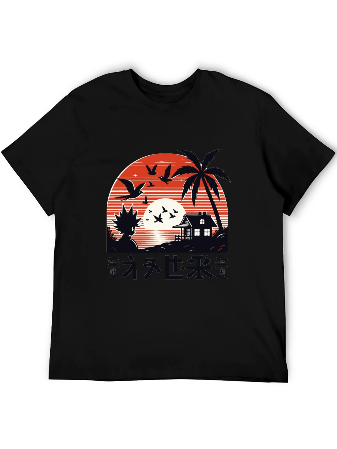 Anime Graphic Tee - Sunset Island Design