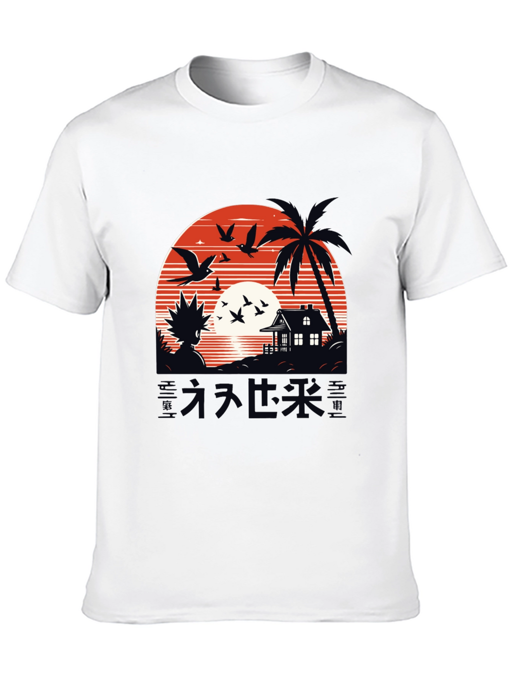 Anime Graphic Tee - Sunset Island Design