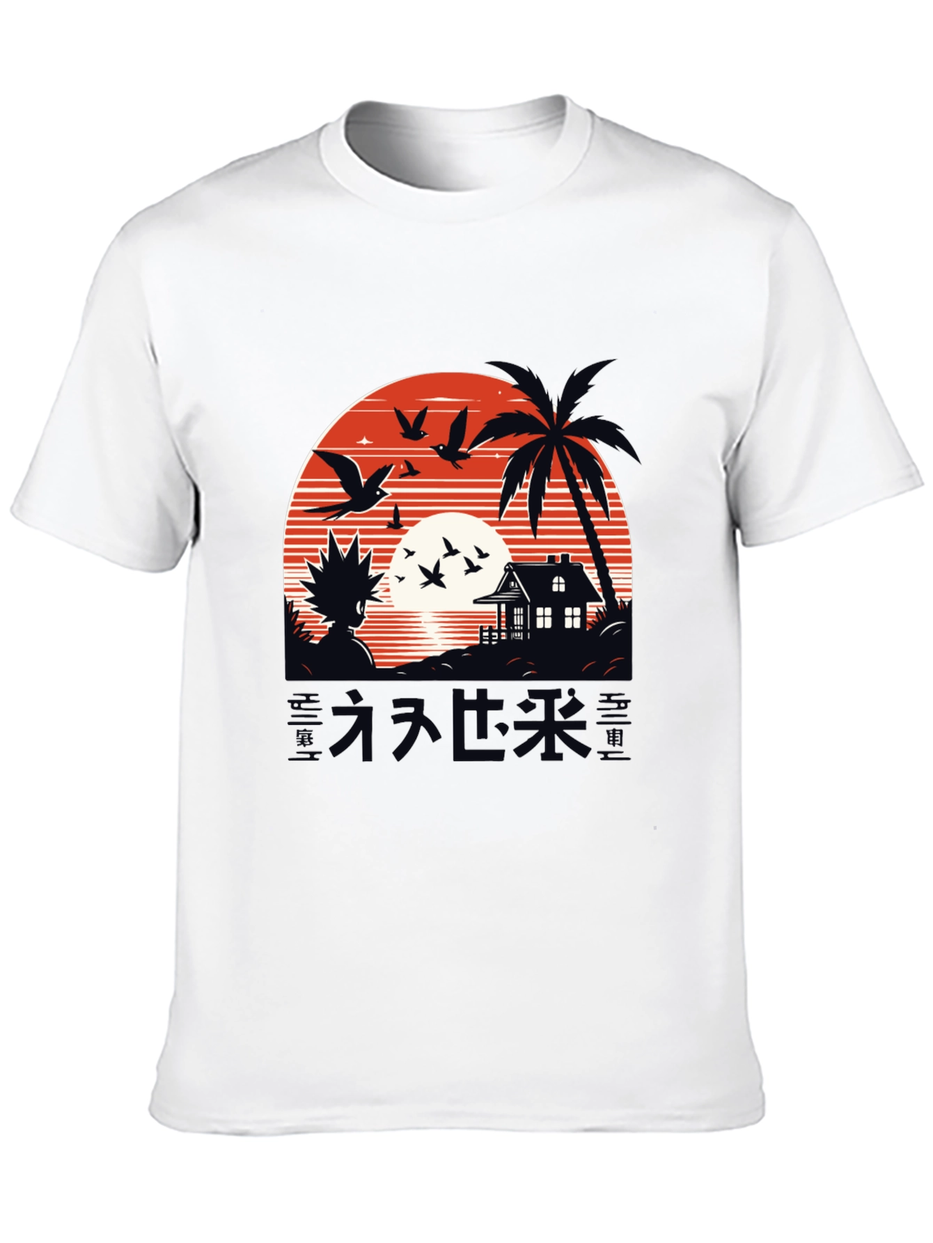 Anime Graphic Tee - Sunset Island Design