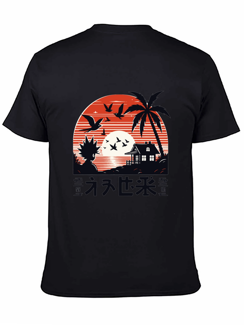 Anime Graphic Tee - Sunset Island Design