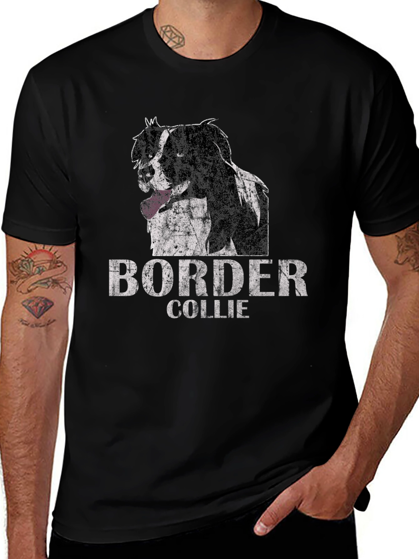 Border Collie Dog Graphic T-Shirt - Unisex Black Tee