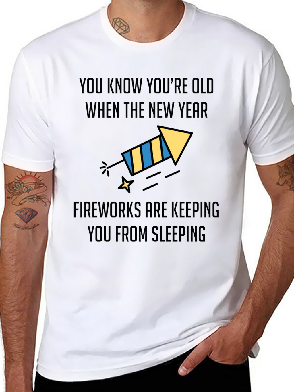Funny New Years Old Age Fireworks T-Shirt